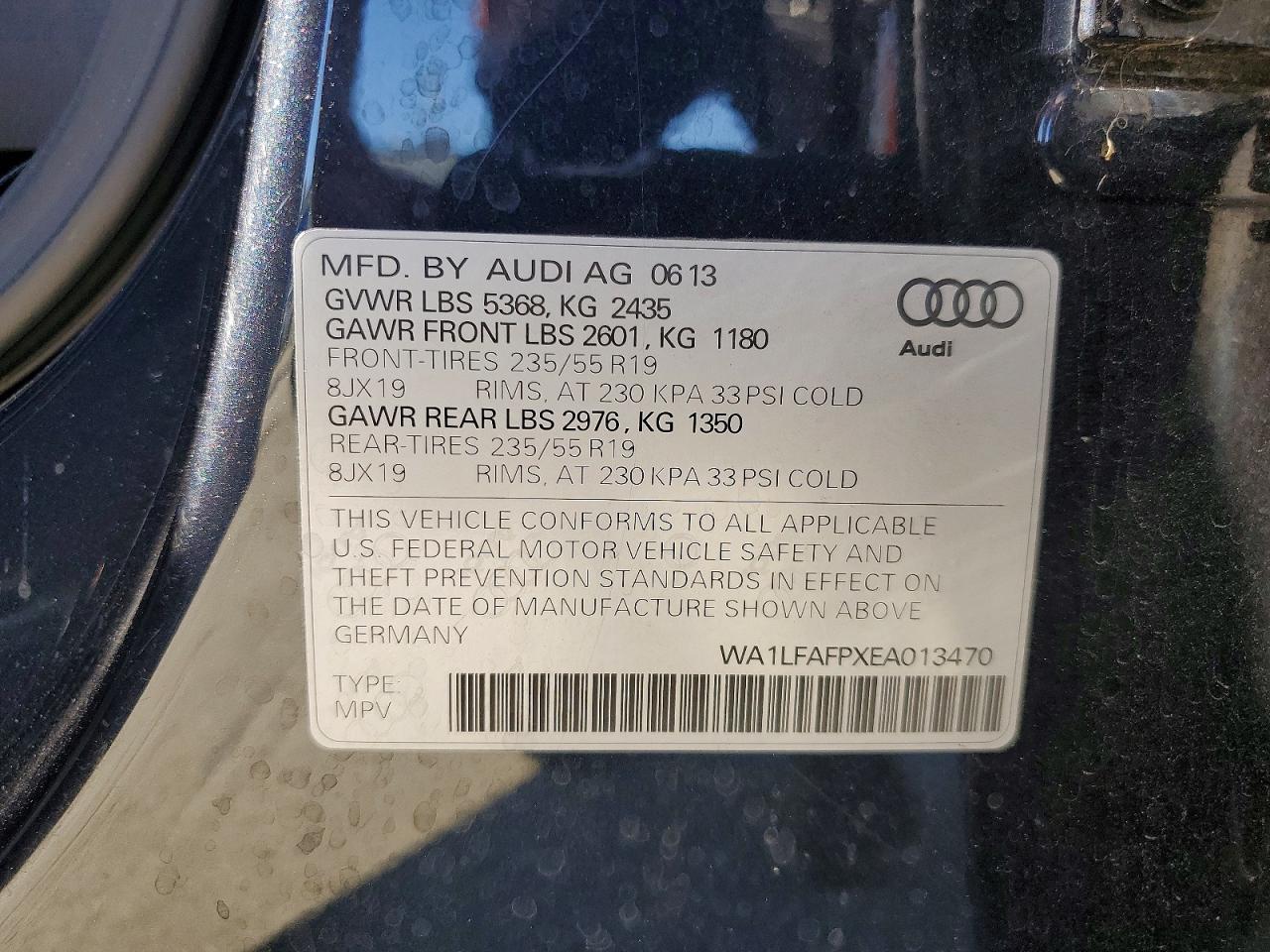 2014 Audi Q5 Premium Plus Black vin: WA1LFAFPXEA013470