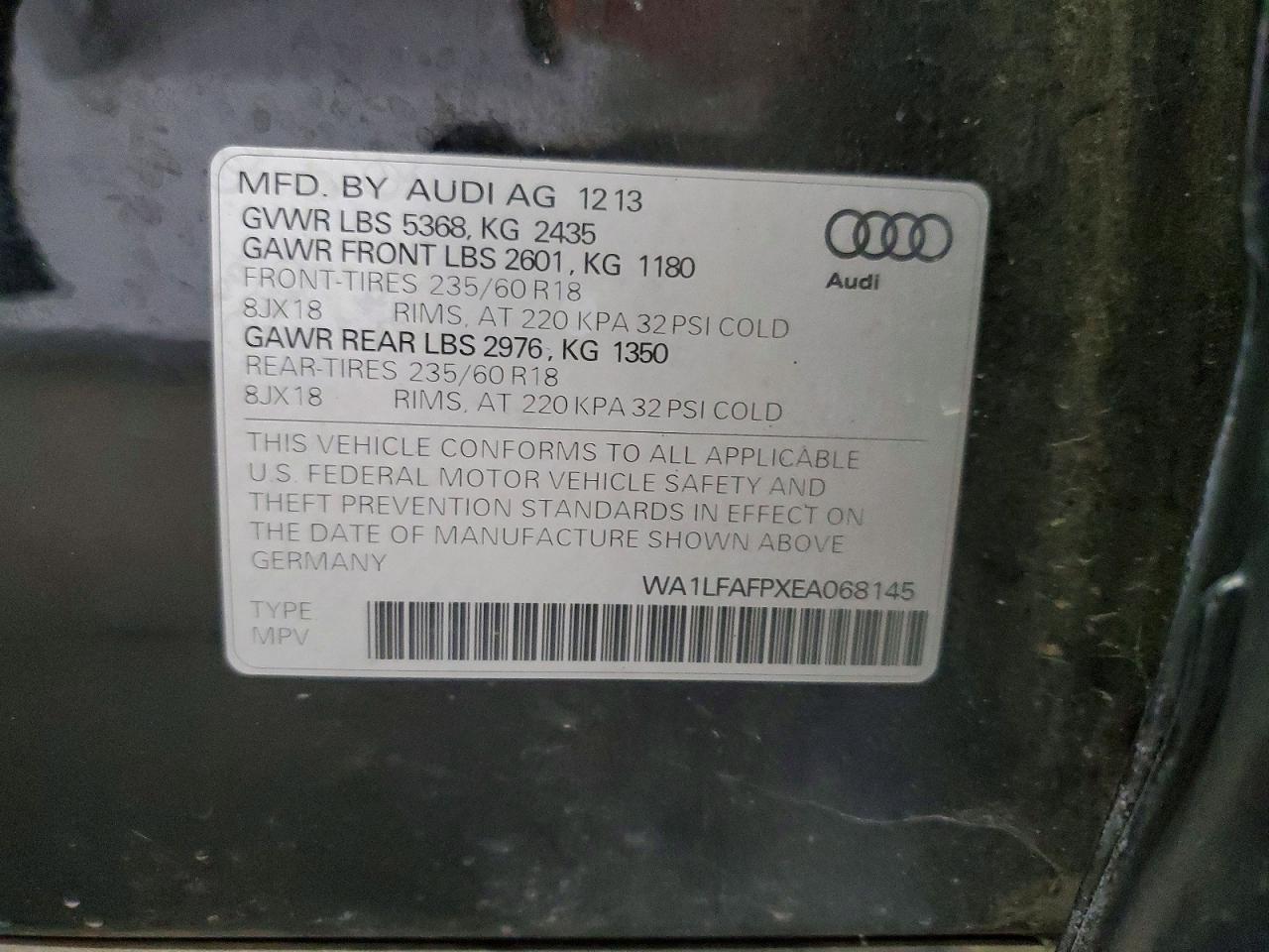 2014 Audi Q5 Premium Plus Charcoal vin: WA1LFAFPXEA068145
