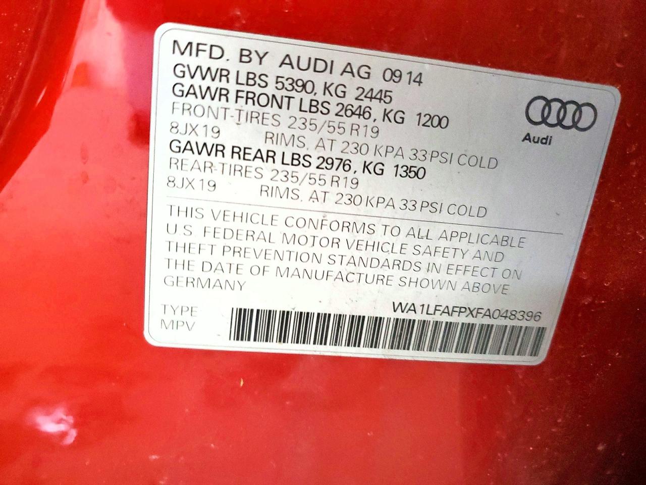 2015 Audi Q5 Premium Plus Orange vin: WA1LFAFPXFA048396