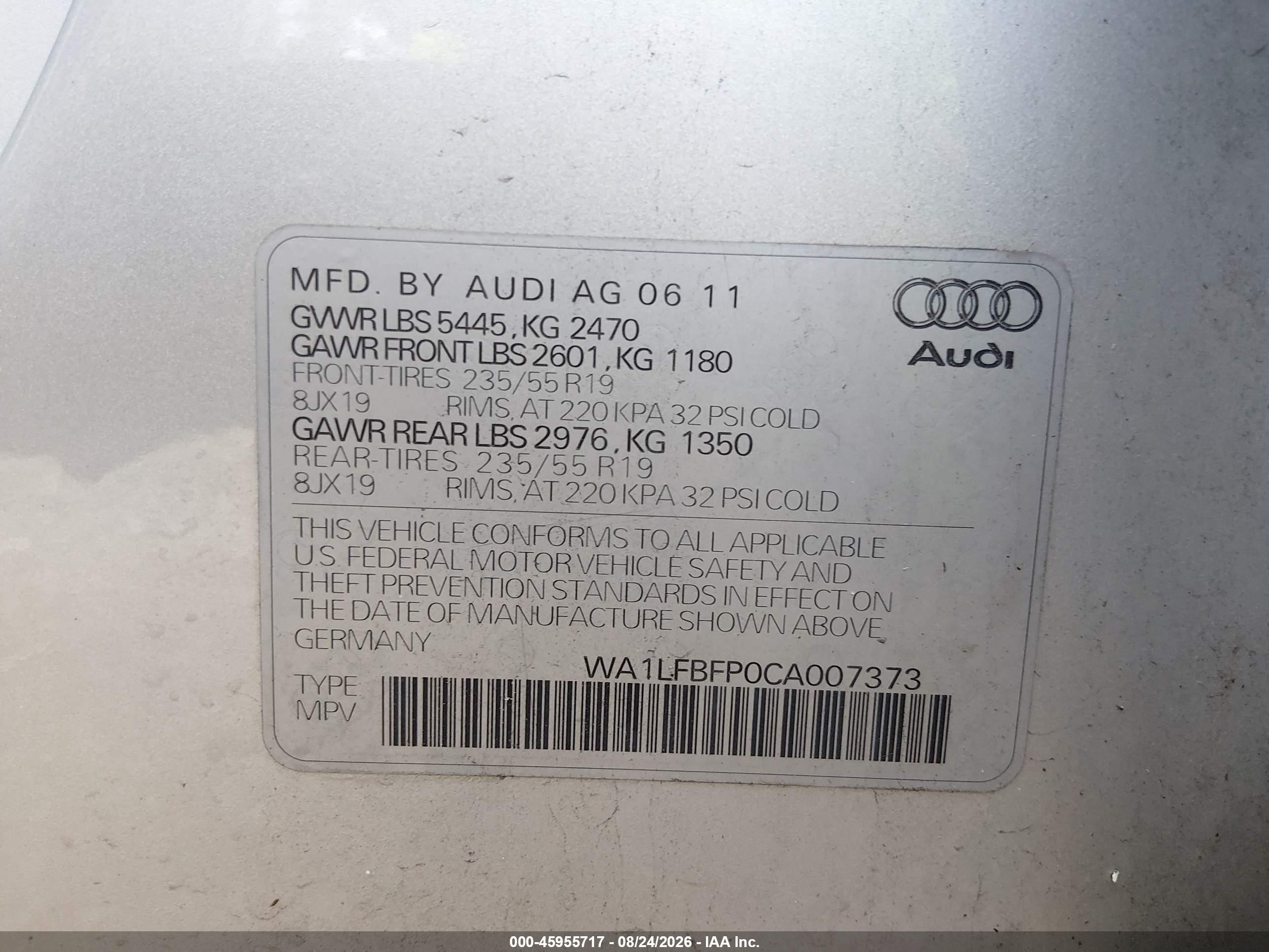 2012 Audi Q5 2.0t Premium Silver vin: WA1LFBFP0CA007373