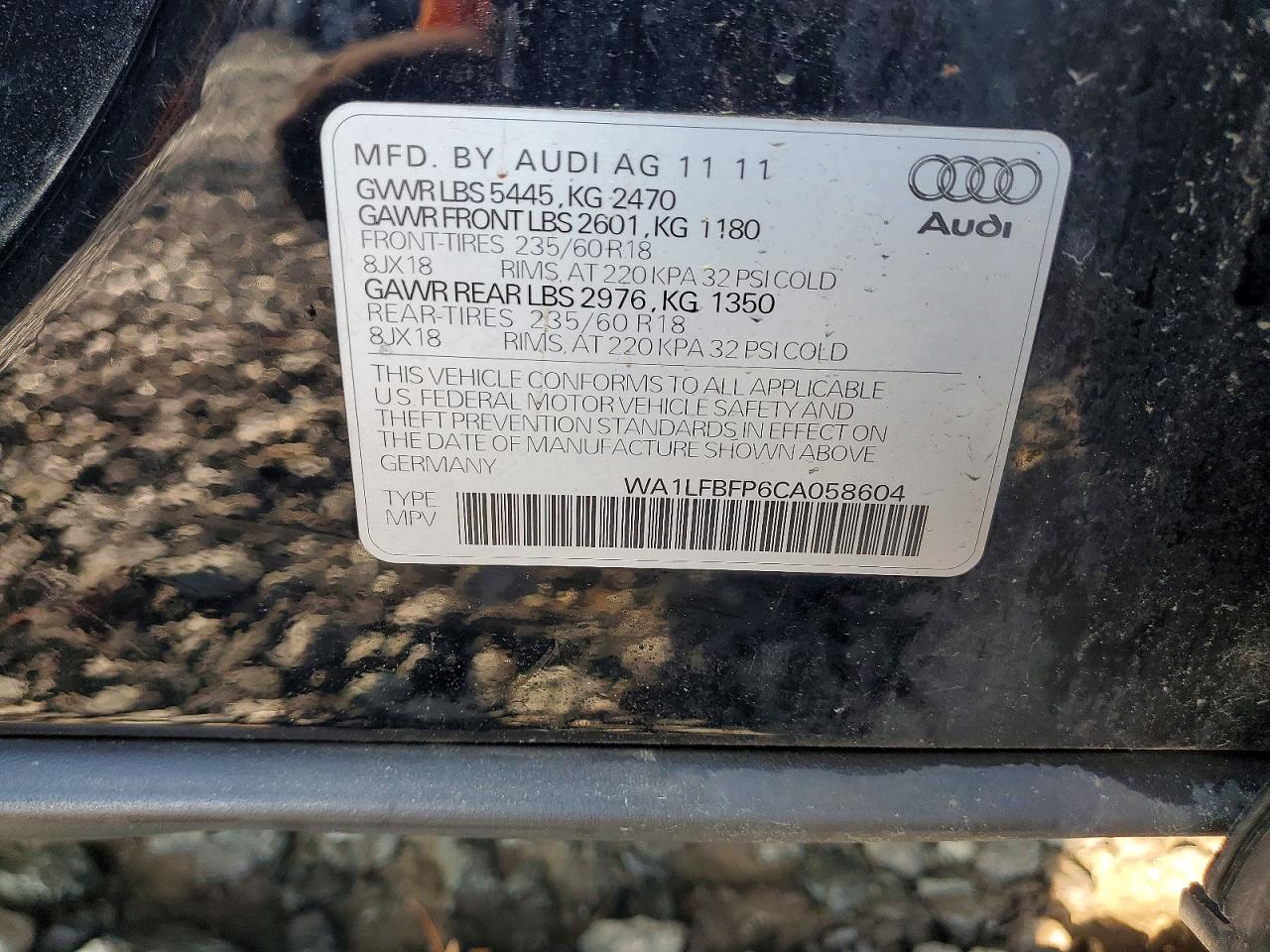2012 Audi Q5 Premium Plus Black vin: WA1LFBFP6CA058604