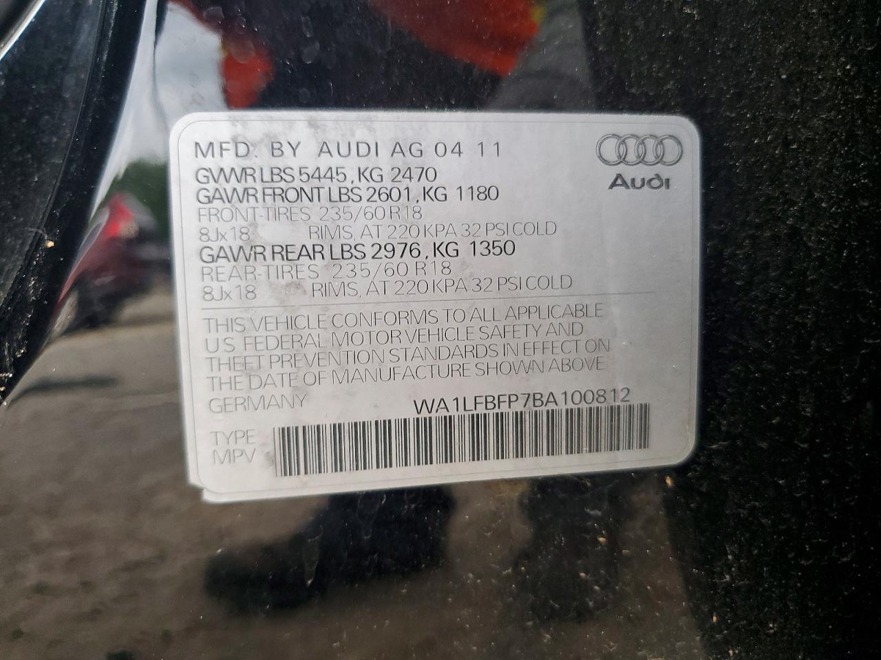 2011 Audi Q5 Premium Plus Black vin: WA1LFBFP7BA100812