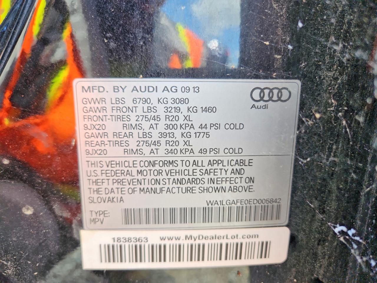 2014 Audi Q7 Premium Plus Black vin: WA1LGAFE0ED005842
