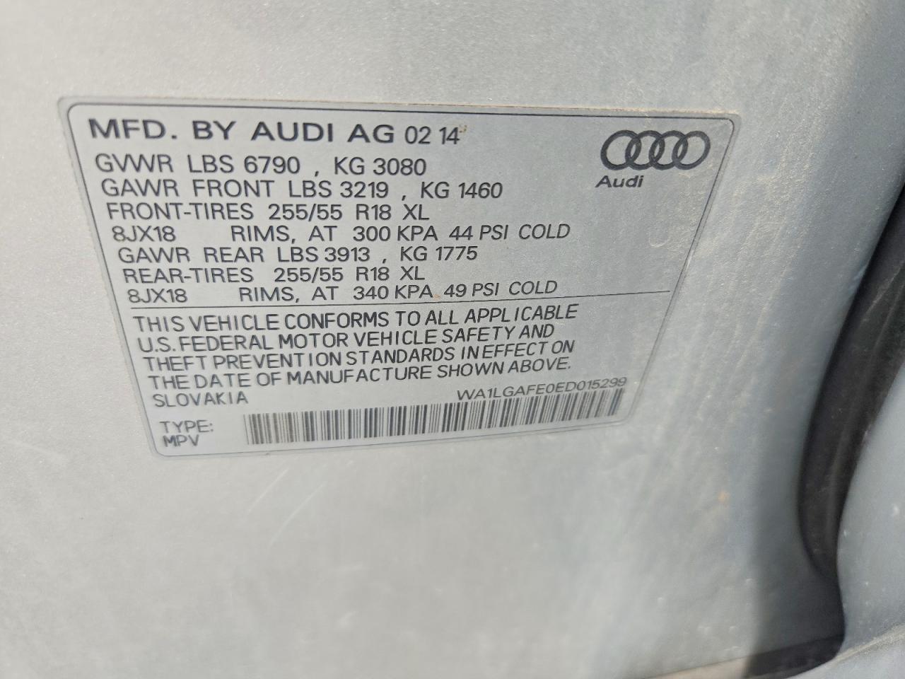 2014 Audi Q7 Premium Plus Silver vin: WA1LGAFE0ED015299