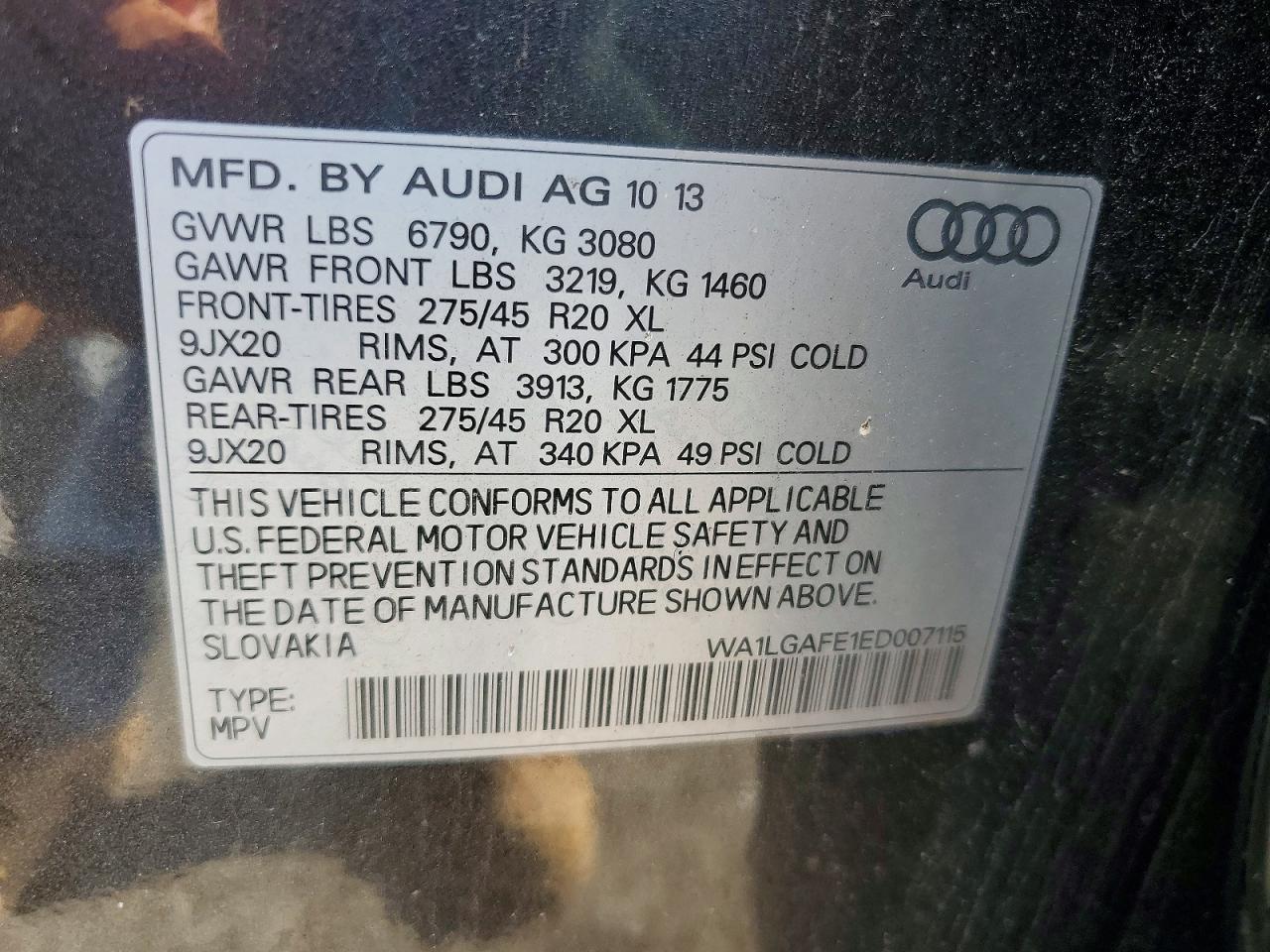 2014 Audi Q7 Premium Plus Black vin: WA1LGAFE1ED007115