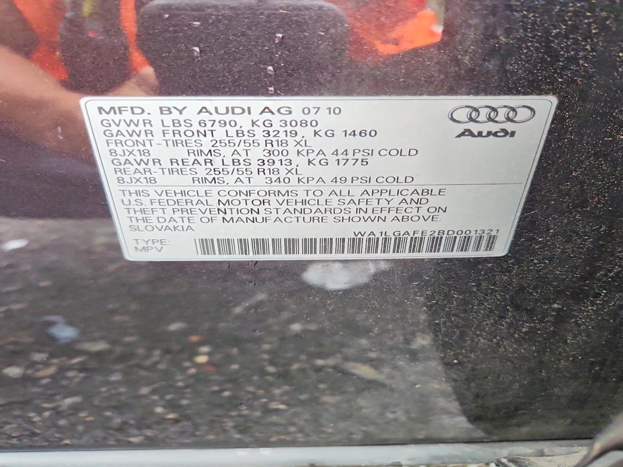 2011 Audi Q7 Premium Plus Gray vin: WA1LGAFE2BD001321