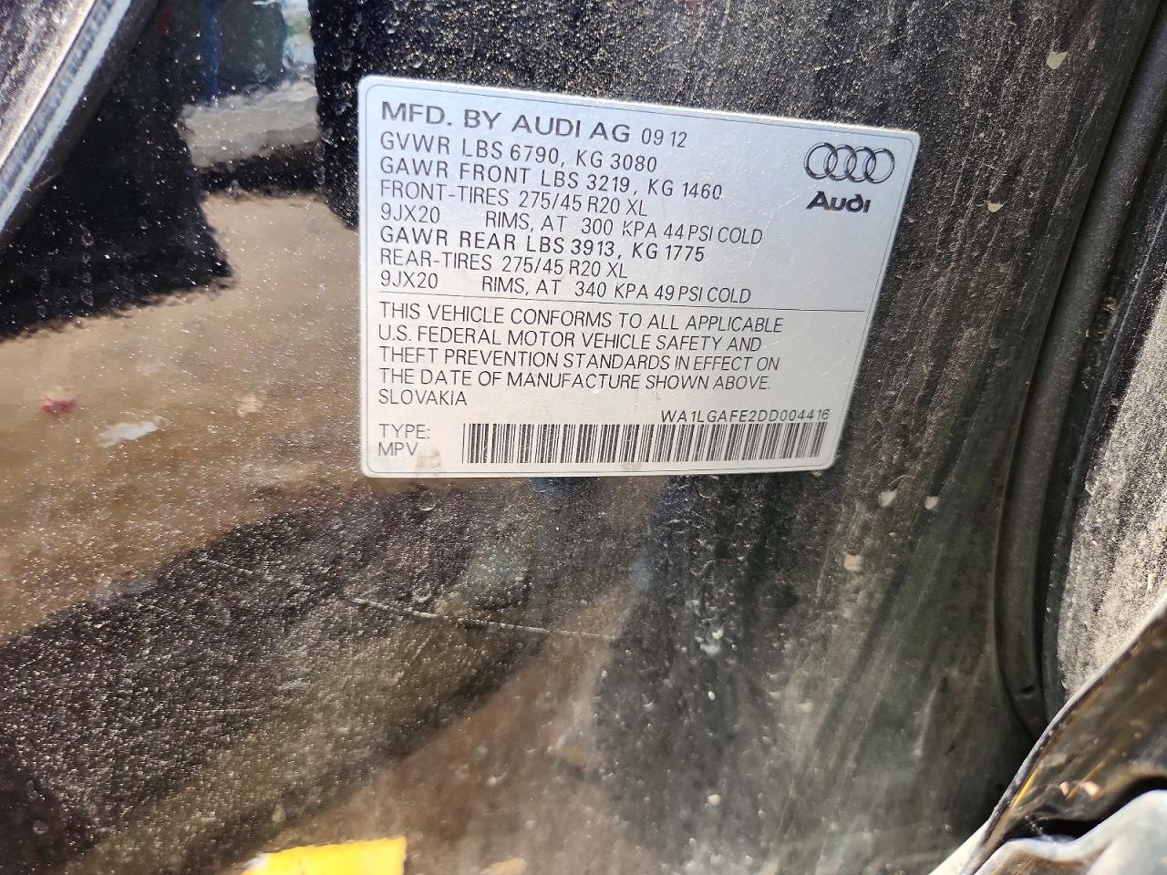 2013 Audi Q7 Premium Plus Black vin: WA1LGAFE2DD004416