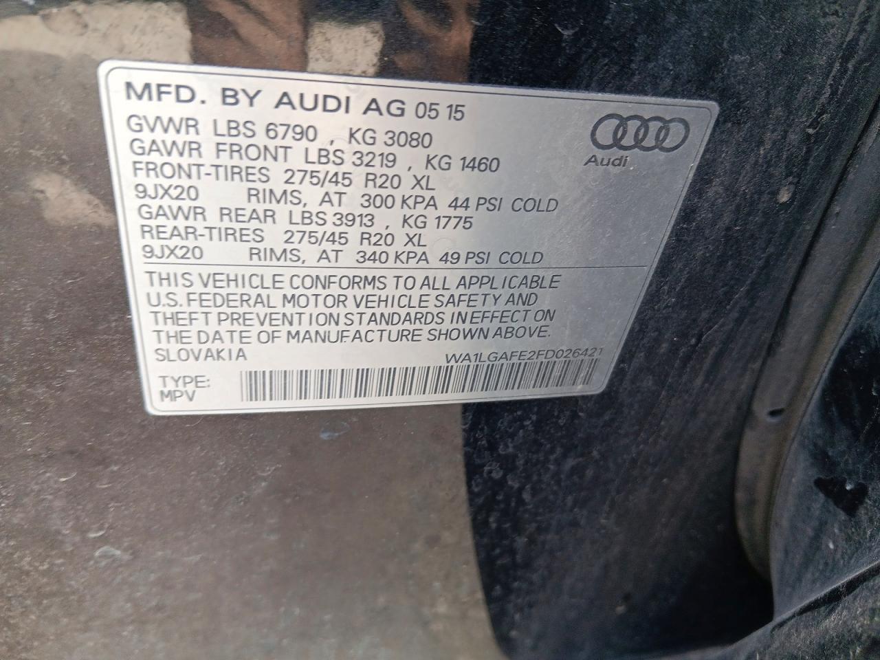 2015 Audi Q7 Premium Plus Black vin: WA1LGAFE2FD026421