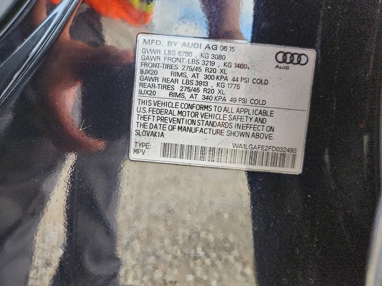 2015 Audi Q7 Premium Plus Черный vin: WA1LGAFE2FD032493
