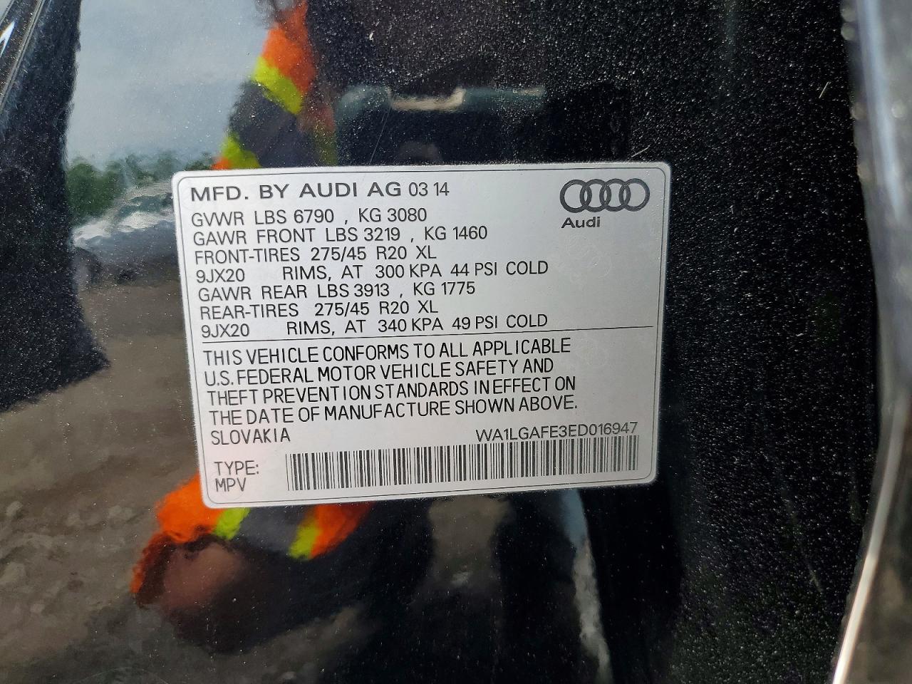2014 Audi Q7 Premium Plus Black vin: WA1LGAFE3ED016947