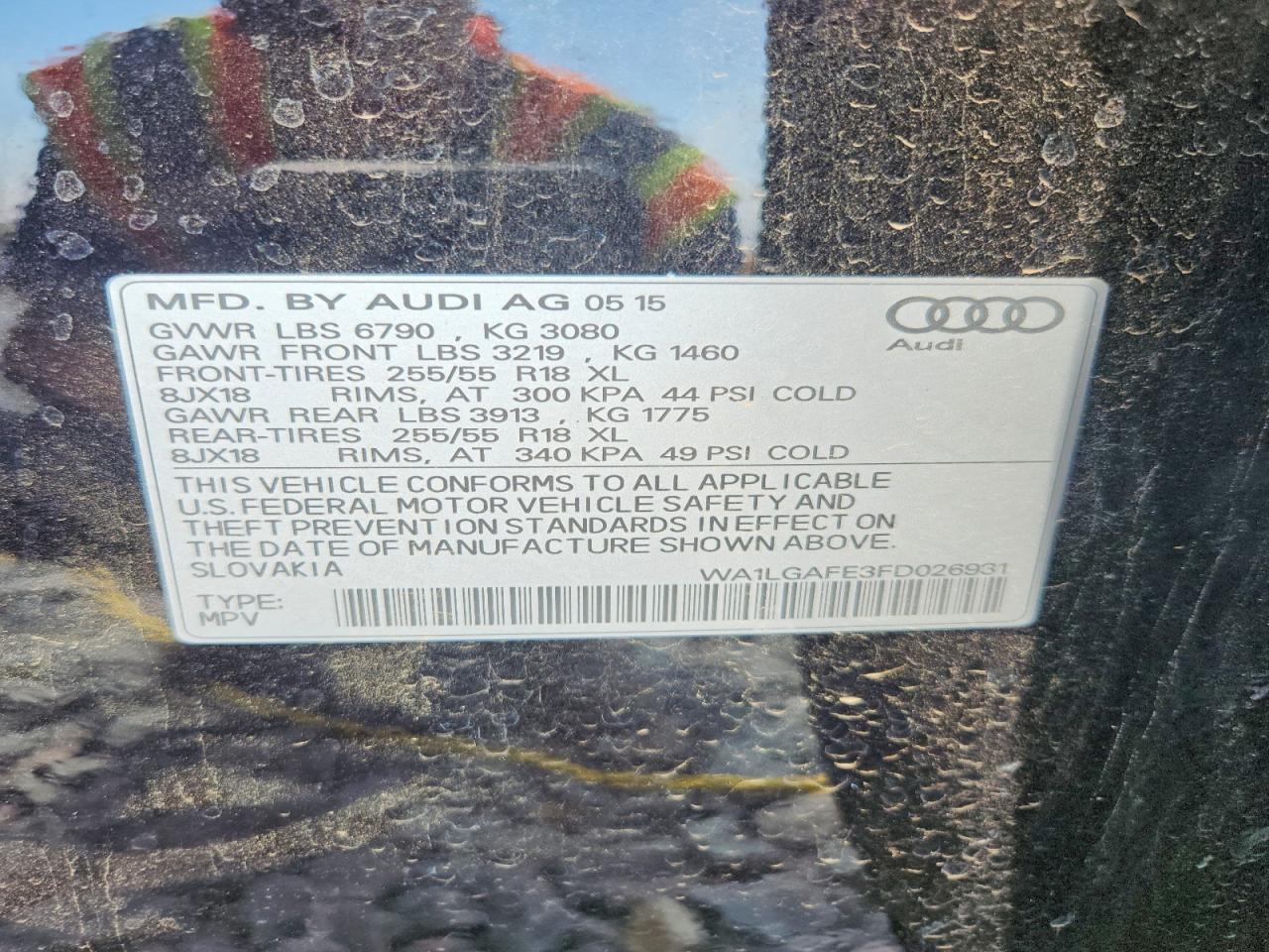 2015 Audi Q7 Premium Plus Black vin: WA1LGAFE3FD026931