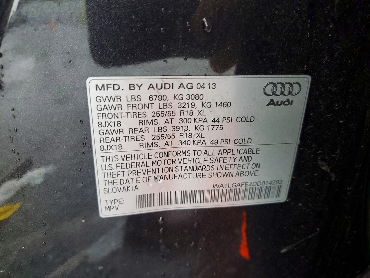 2013 Audi Q7 Premium Plus Gray vin: WA1LGAFE4DD014283