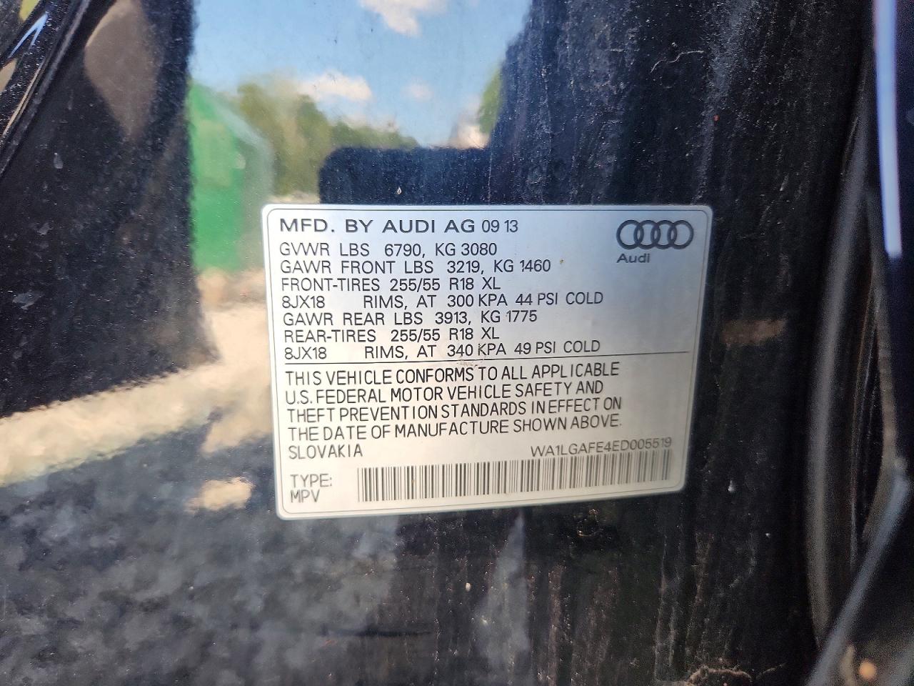 2014 Audi Q7 Premium Plus Black vin: WA1LGAFE4ED005519