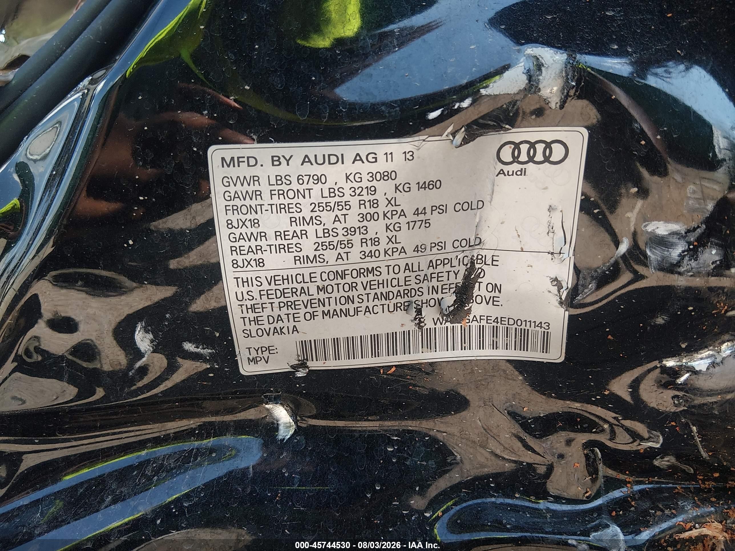 2014 Audi Q7 3.0t Premium Черный vin: WA1LGAFE4ED011143