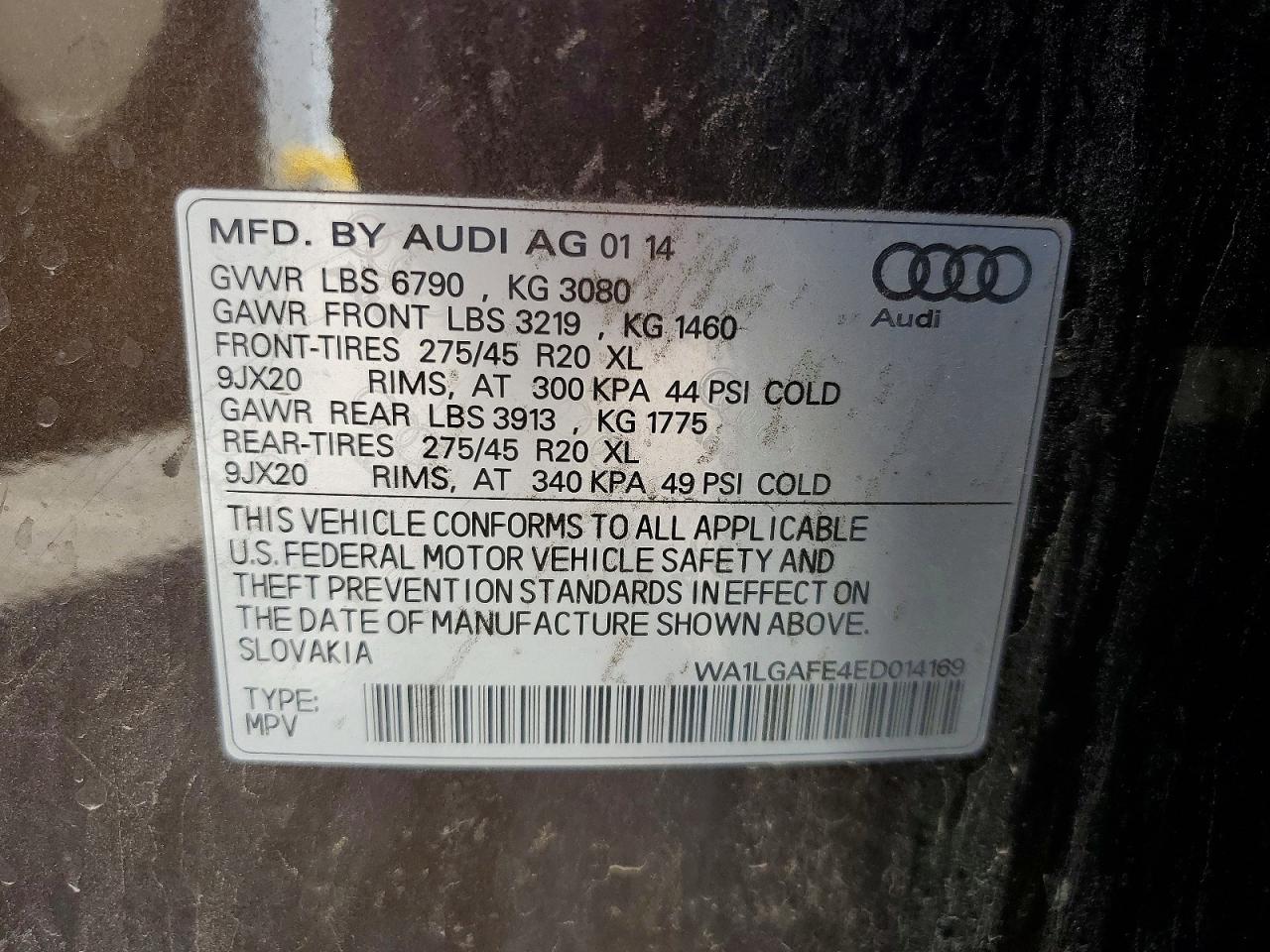 2014 Audi Q7 Premium Plus Brown vin: WA1LGAFE4ED014169