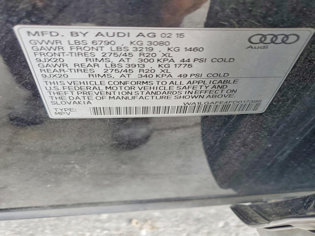 2015 Audi Q7 Premium Plus Black vin: WA1LGAFE4FD017395