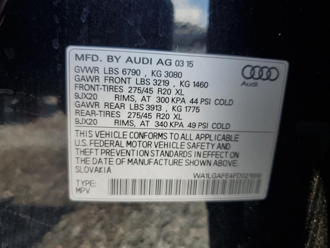 2015 Audi Q7 Premium Plus Black vin: WA1LGAFE4FD021656