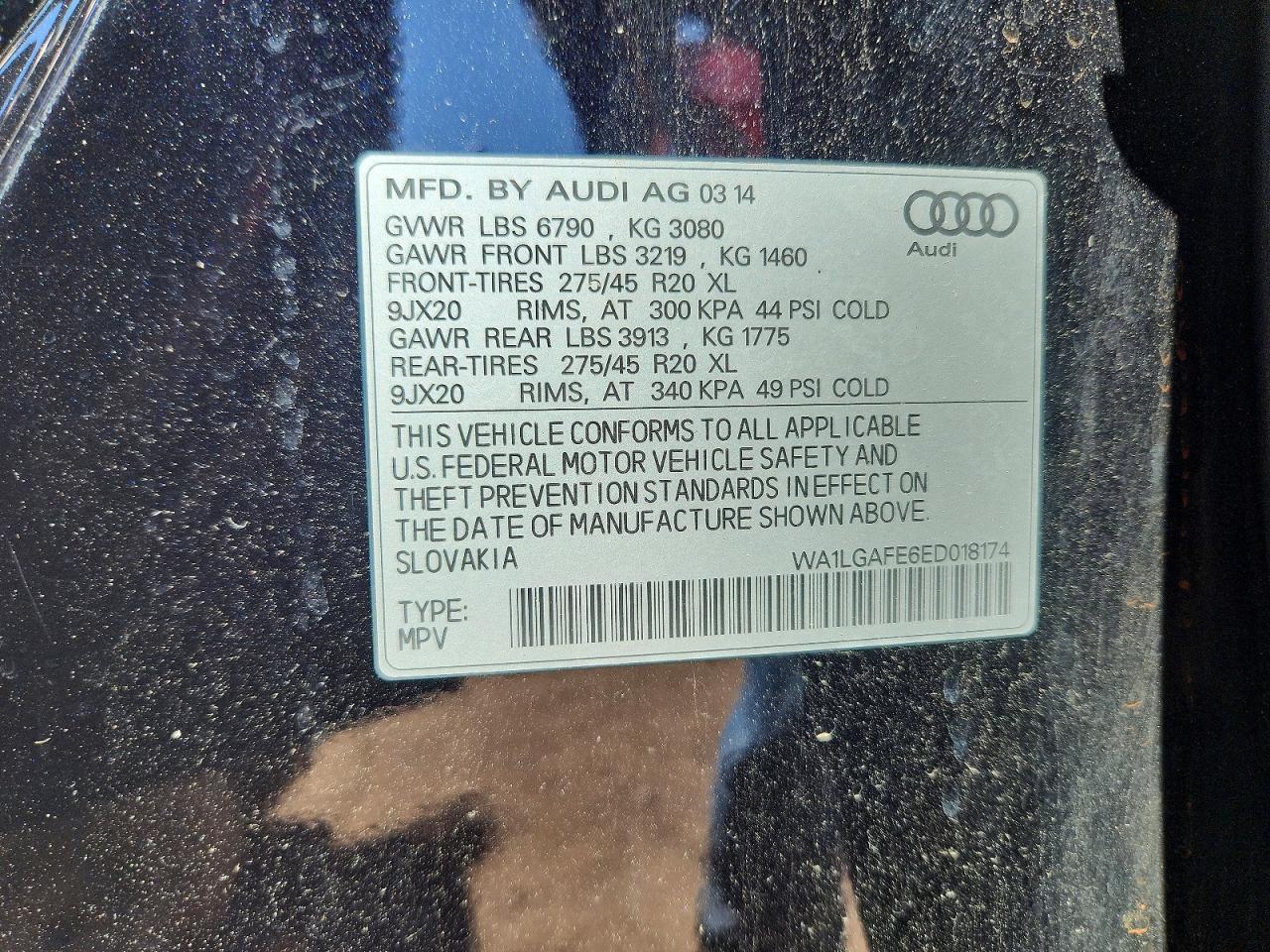 2014 Audi Q7 Premium Plus Black vin: WA1LGAFE6ED018174