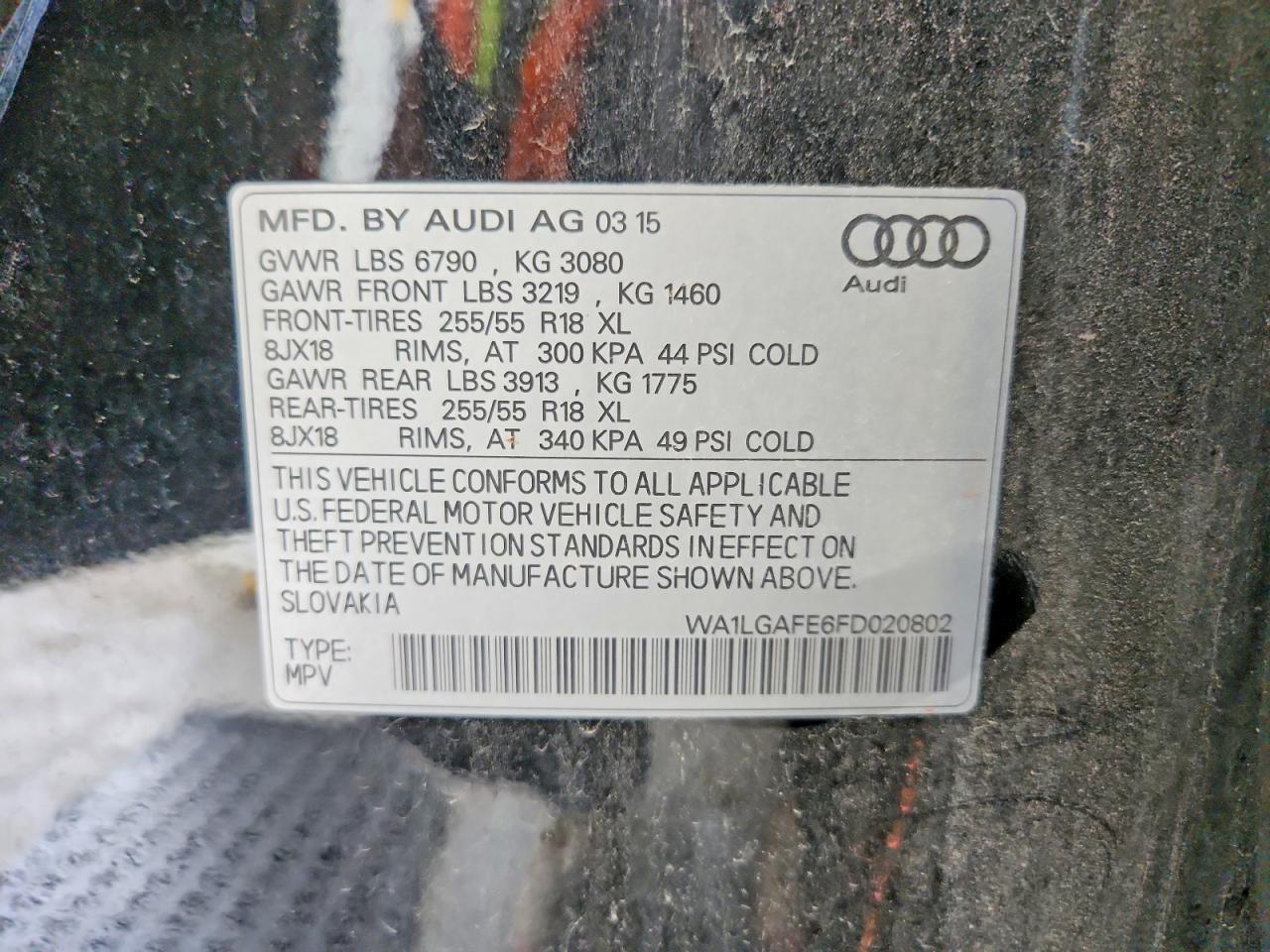 2015 Audi Q7 Premium Plus Black vin: WA1LGAFE6FD020802