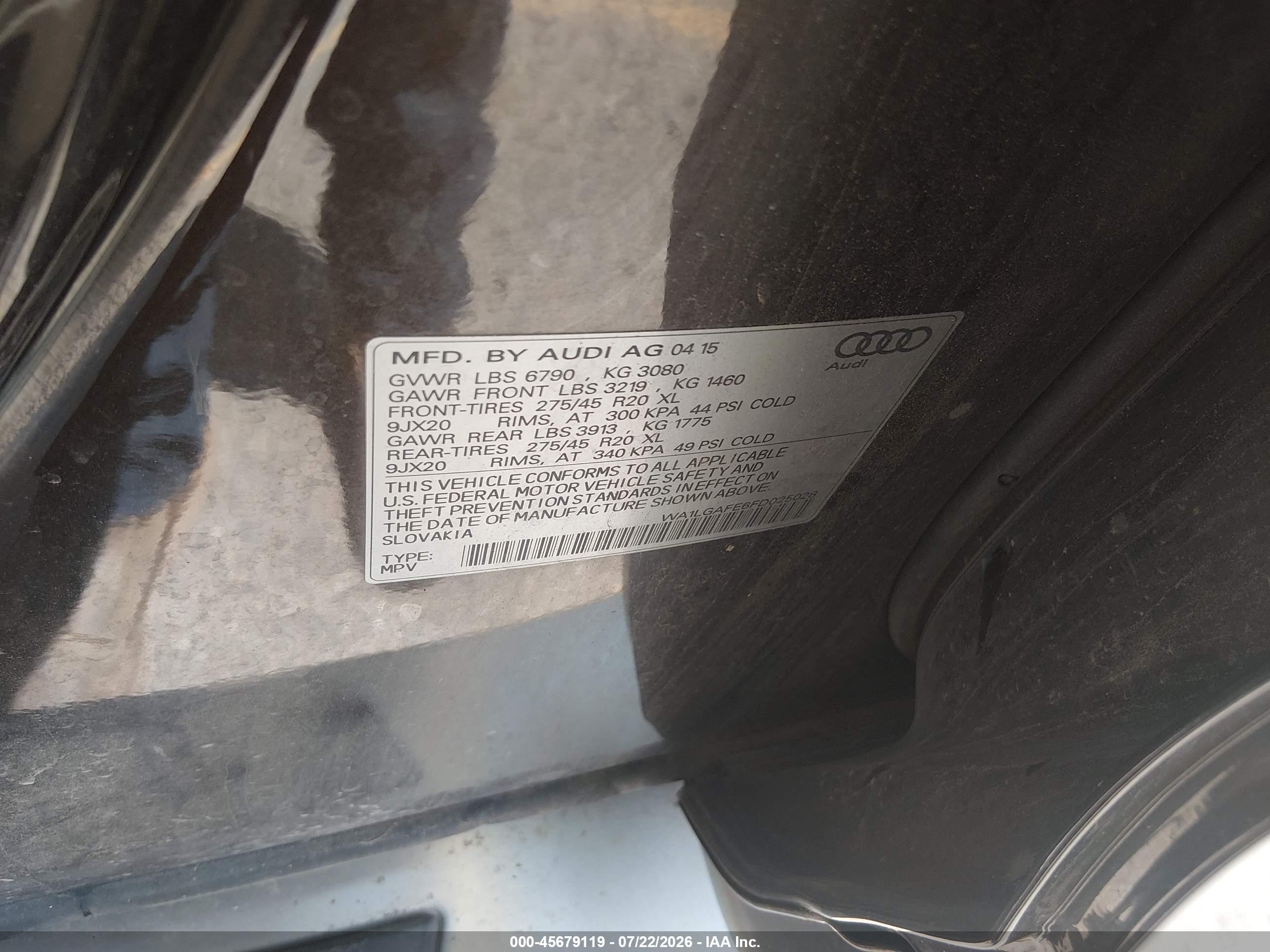 2015 Audi Q7 3.0t Premium Brown vin: WA1LGAFE6FD025028