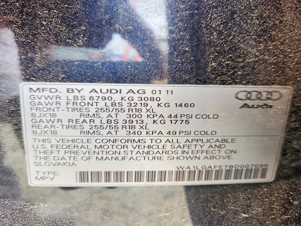 2011 Audi Q7 Premium Plus Blue vin: WA1LGAFE7BD007096