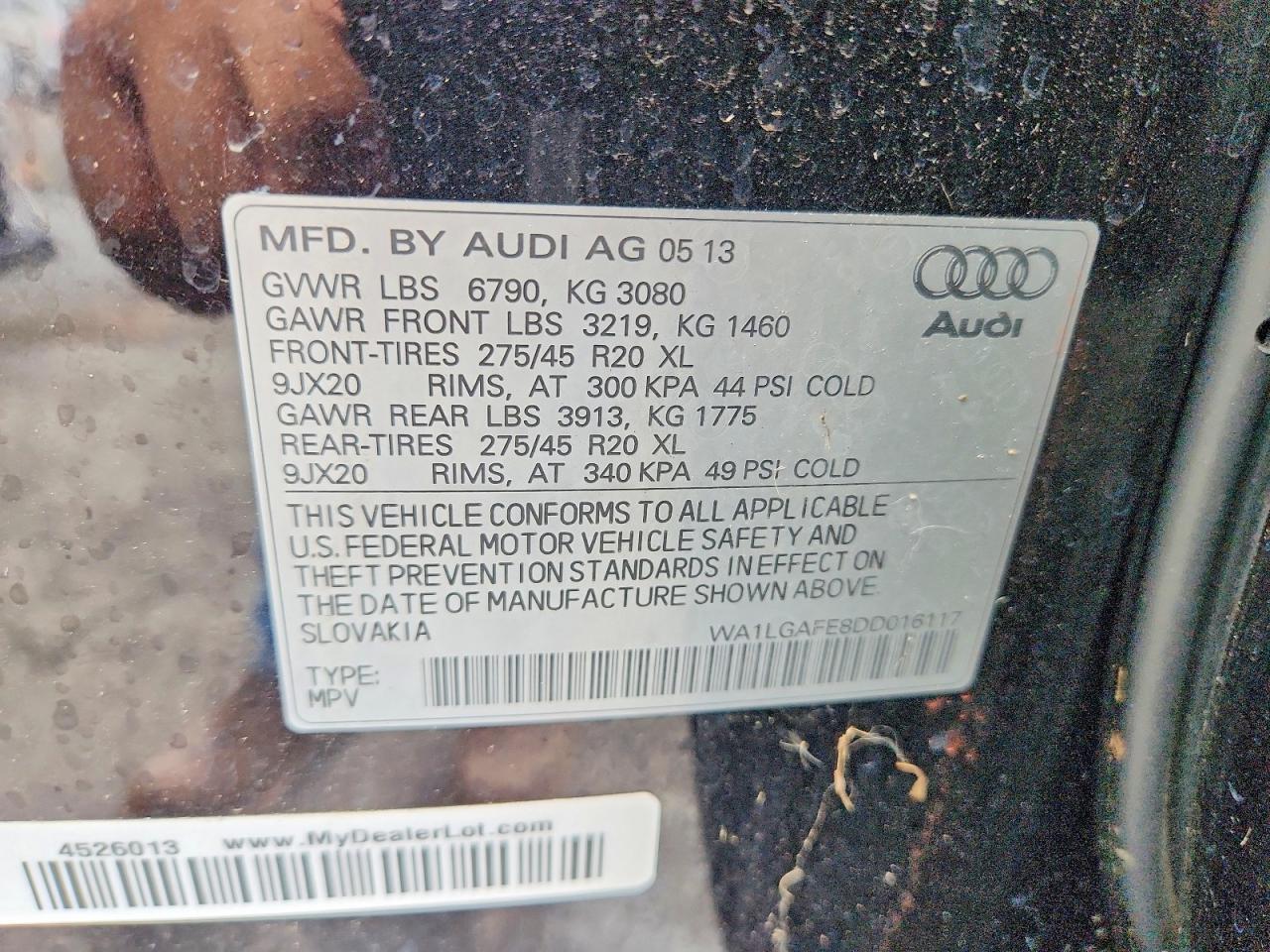 2013 Audi Q7 Premium Plus Black vin: WA1LGAFE8DD016117