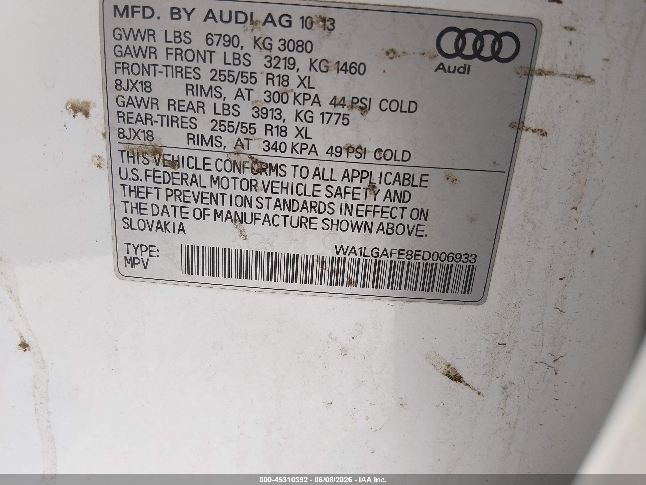 2014 Audi Q7 3.0t Premium White vin: WA1LGAFE8ED006933