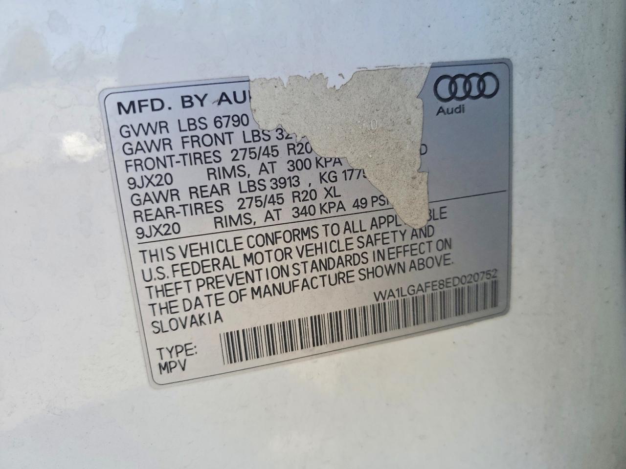 2014 Audi Q7 Premium Plus White vin: WA1LGAFE8ED020752
