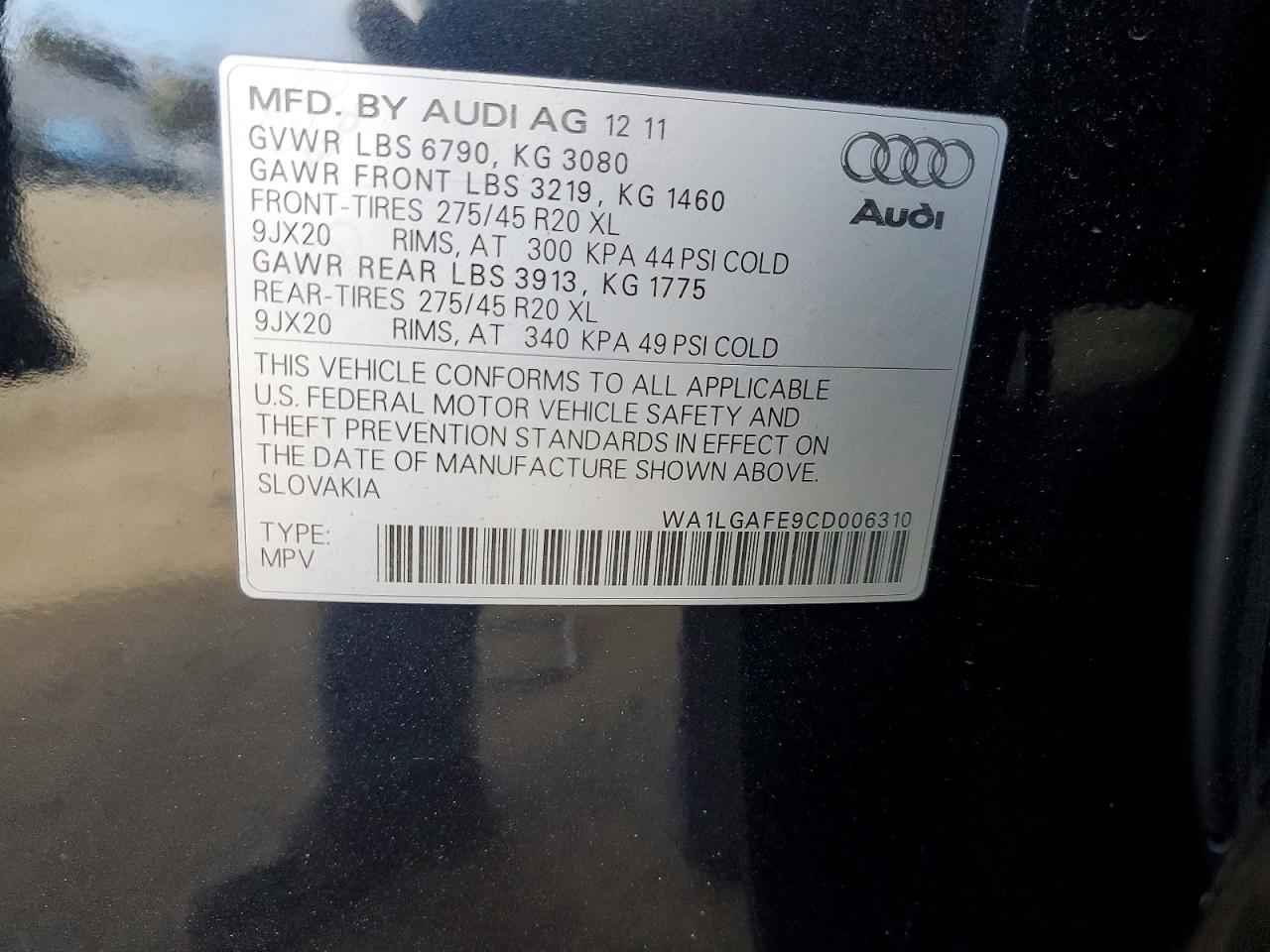 2011 Audi Q7 Premium Plus Синий vin: WA1LGAFE9CD006310