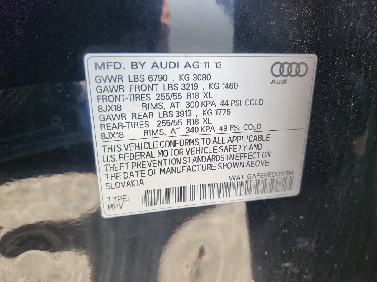 2014 Audi Q7 Premium Plus Black vin: WA1LGAFE9ED011154