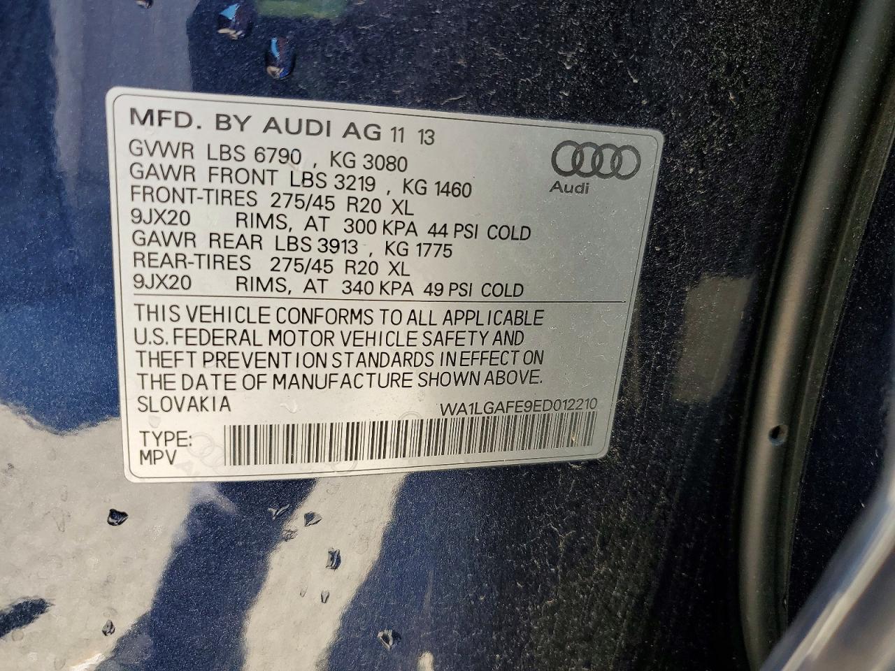 2014 Audi Q7 Premium Plus Blue vin: WA1LGAFE9ED012210