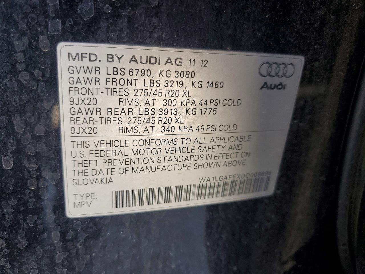 2013 Audi Q7 Premium Plus Black vin: WA1LGAFEXDD008696