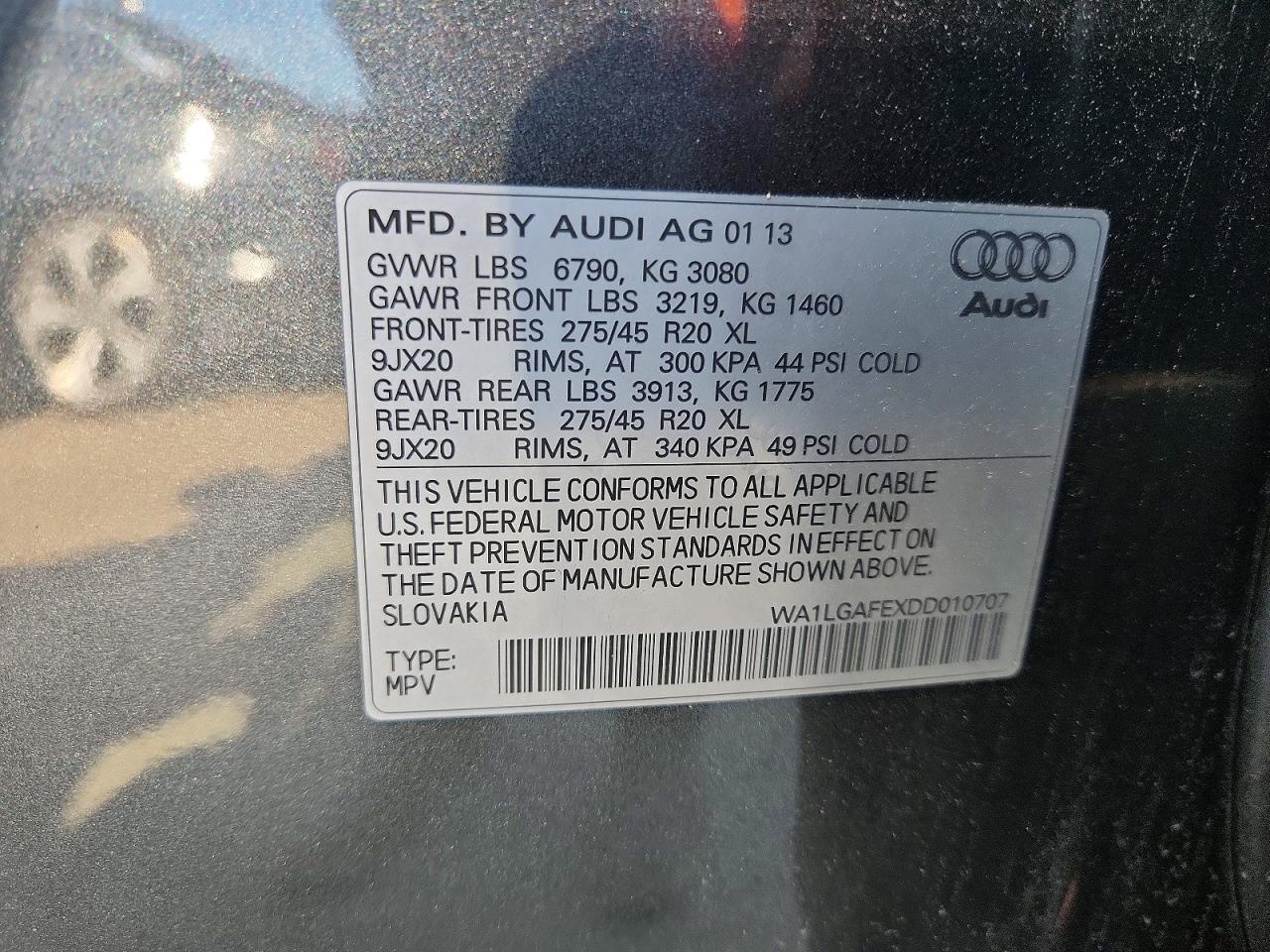 2013 Audi Q7 Premium Plus Silver vin: WA1LGAFEXDD010707