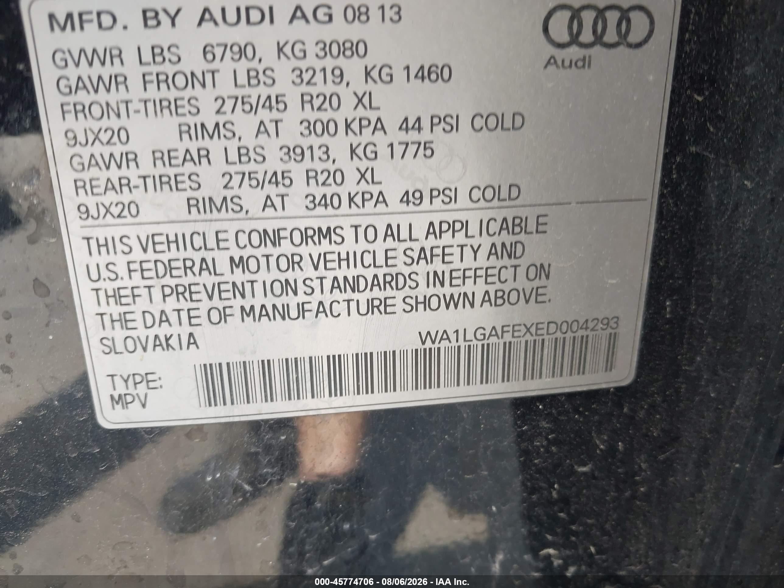 2014 Audi Q7 3.0t Premium Black vin: WA1LGAFEXED004293