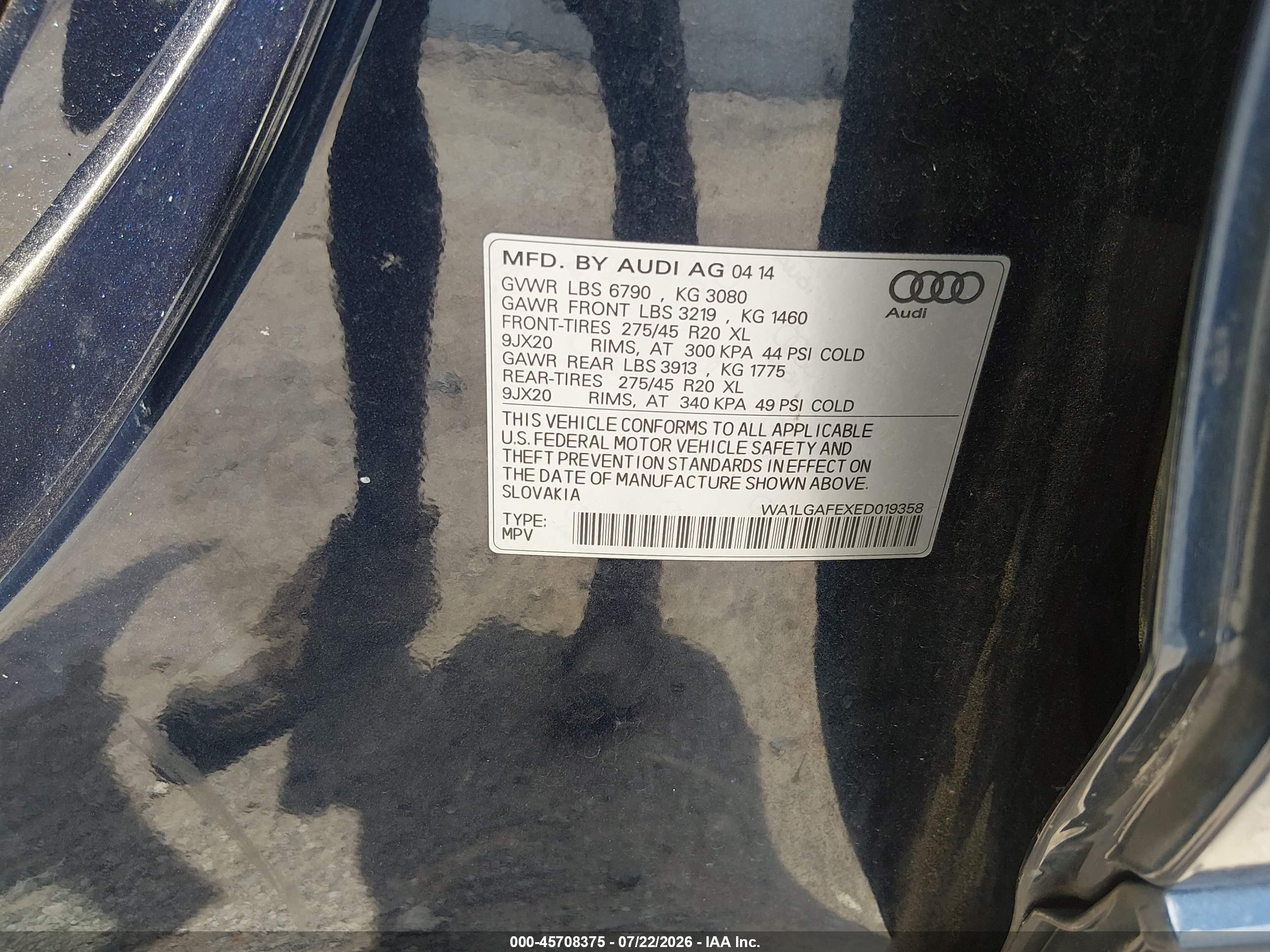 2014 Audi Q7 3.0t Premium Blue vin: WA1LGAFEXED019358