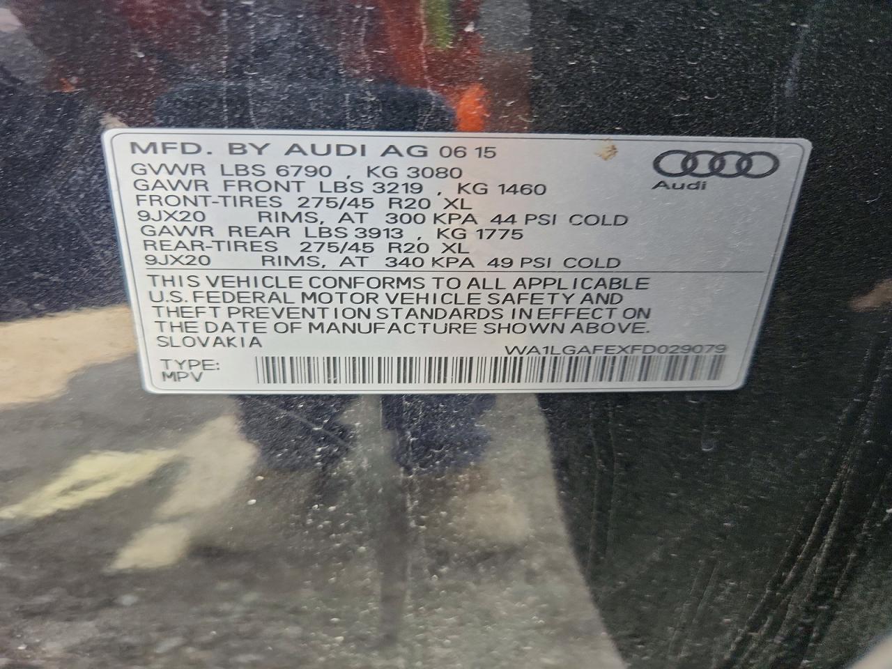 2015 Audi Q7 Premium Plus Black vin: WA1LGAFEXFD029079