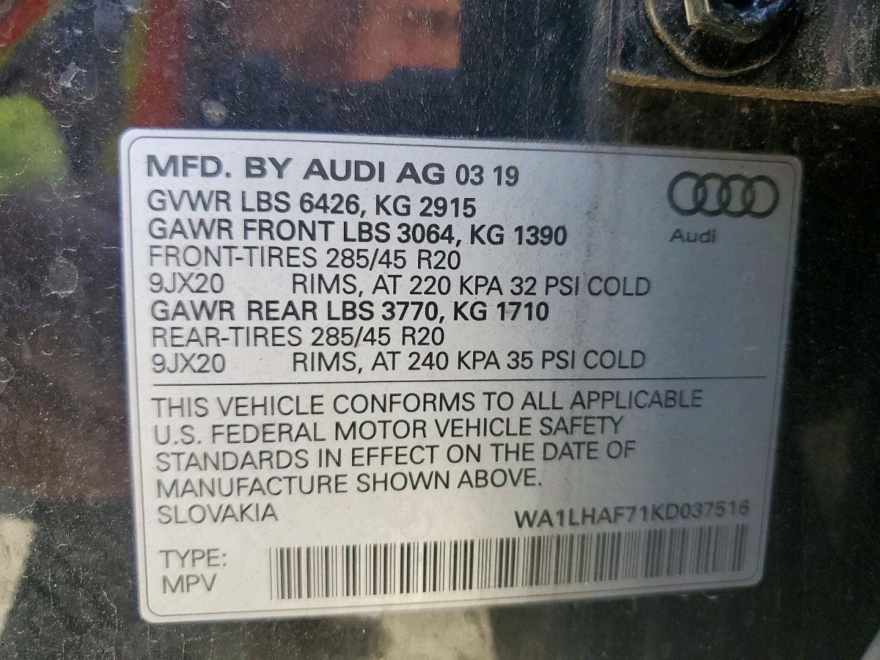 2019 Audi Q7 Premium Plus Black vin: WA1LHAF71KD037516