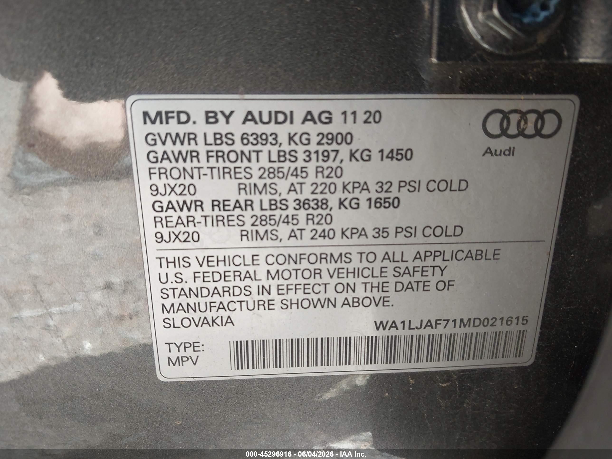 2021 Audi Q7 Premium Plus 45 Tfsi Quattro Tiptronic Gray vin: WA1LJAF71MD021615