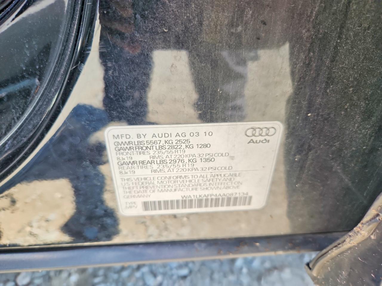 2010 Audi Q5 Premium Plus Black vin: WA1LKAFP4AA087134