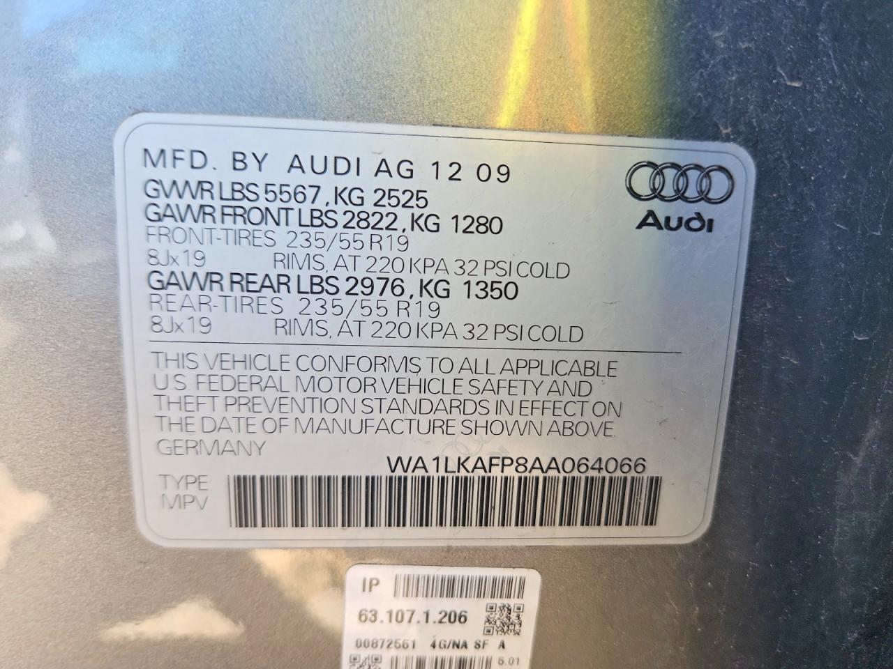 2010 Audi Q5 Premium Plus Серый vin: WA1LKAFP8AA064066