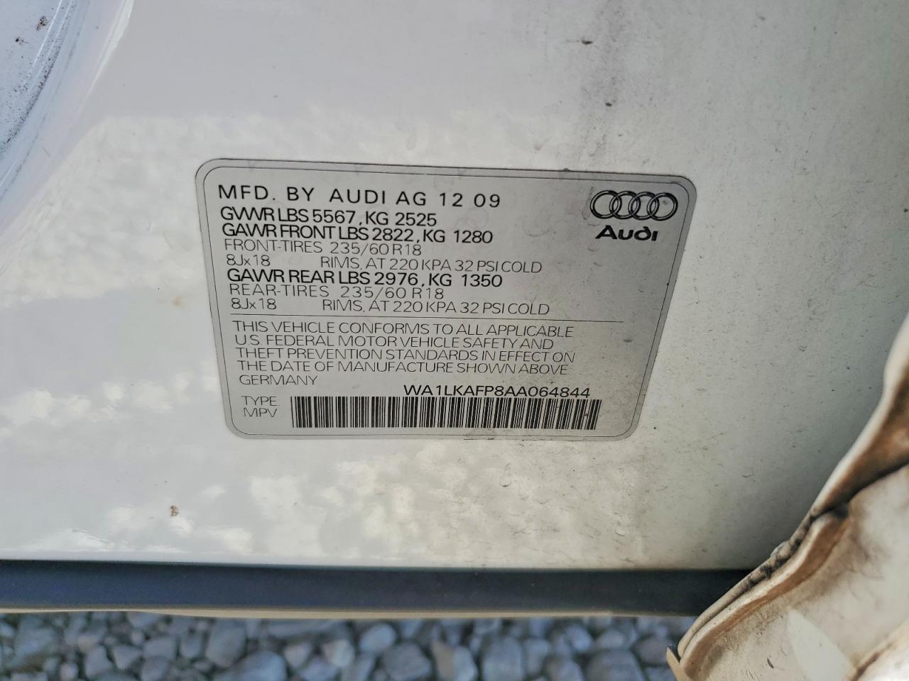 2010 Audi Q5 Premium Plus White vin: WA1LKAFP8AA064844