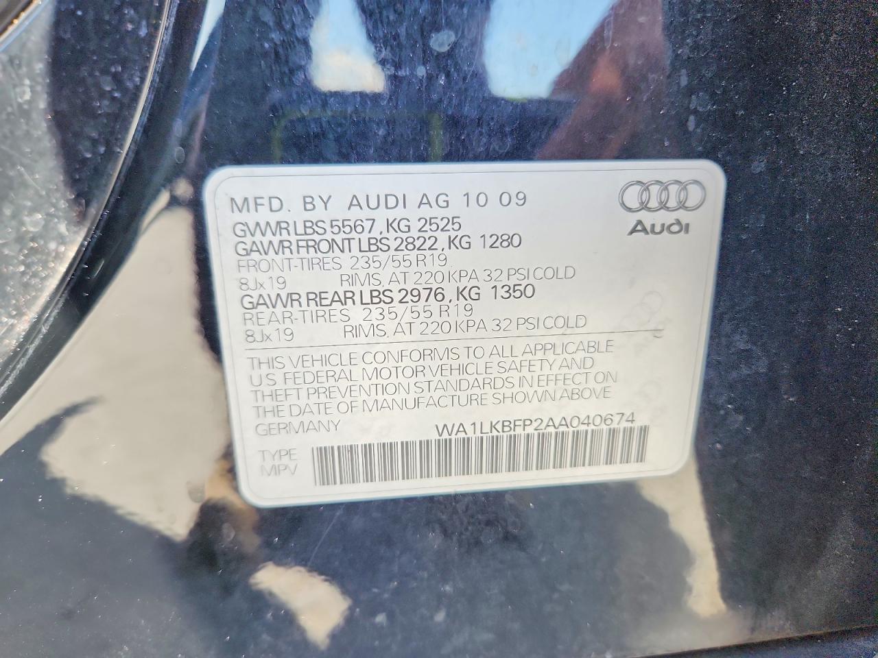2010 Audi Q5 Premium Plus Black vin: WA1LKBFP2AA040674