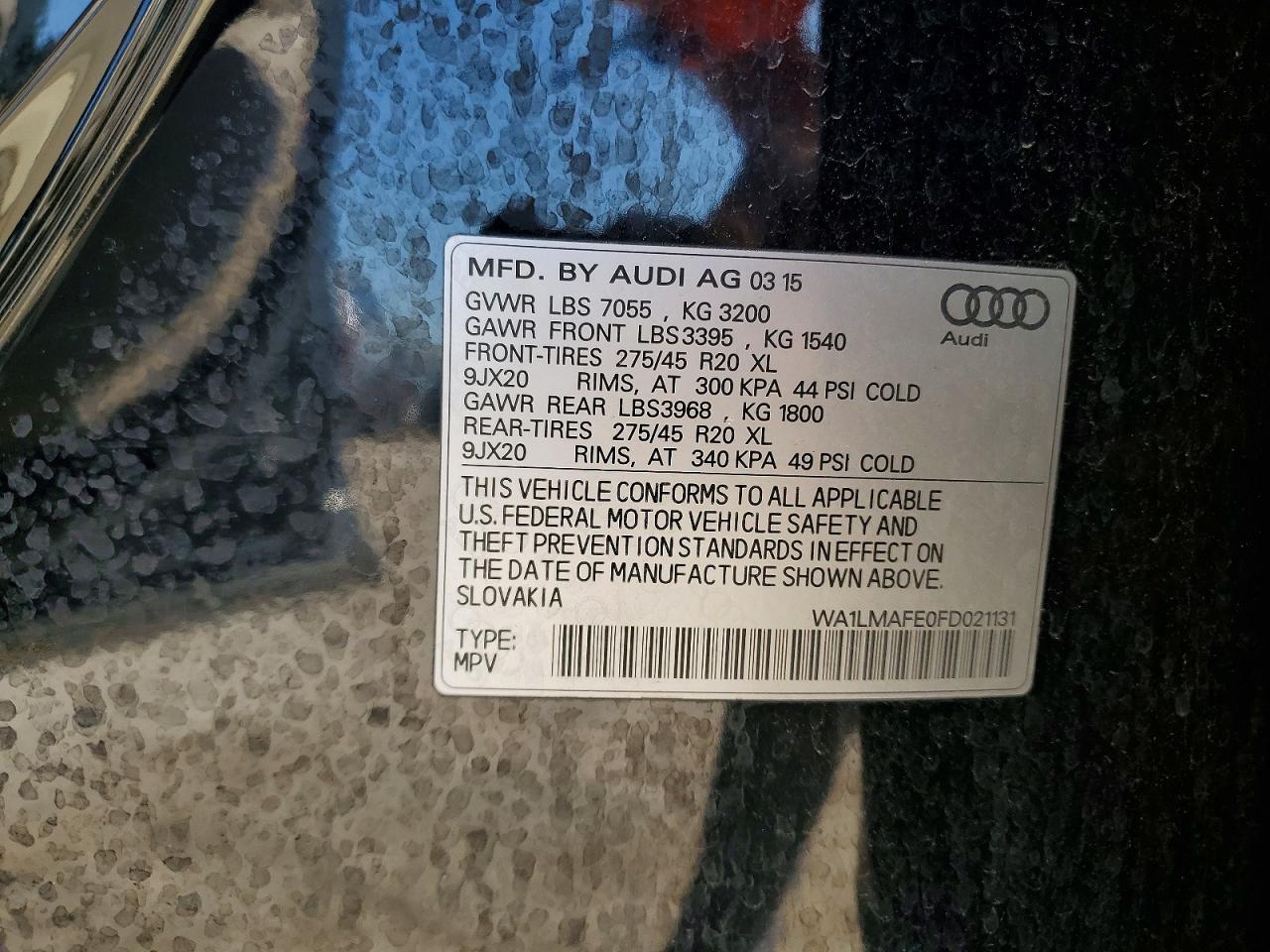 2015 Audi Q7 Tdi Premium Plus Black vin: WA1LMAFE0FD021131