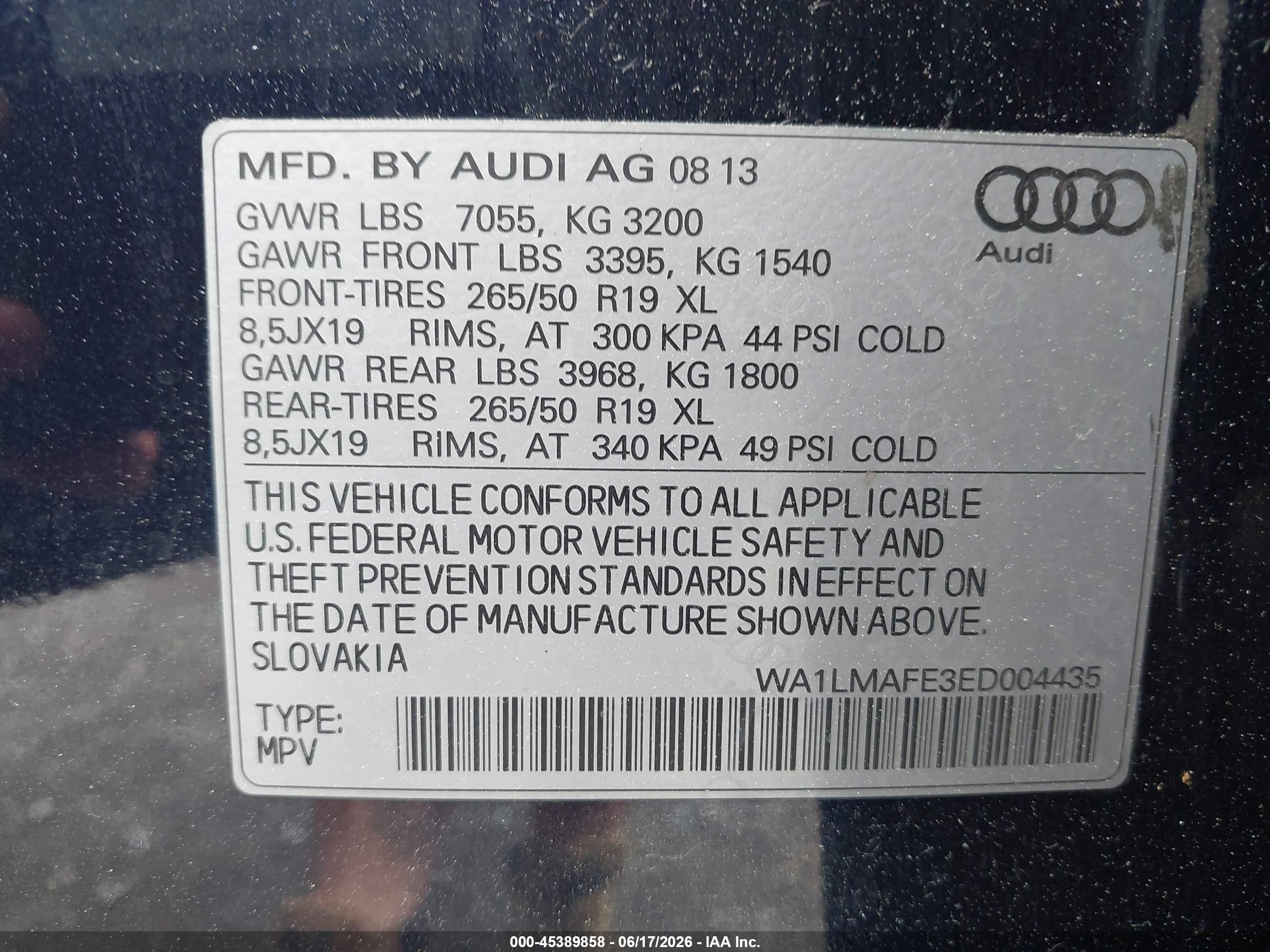 2014 Audi Q7 3.0 Tdi Premium Dark Blue vin: WA1LMAFE3ED004435