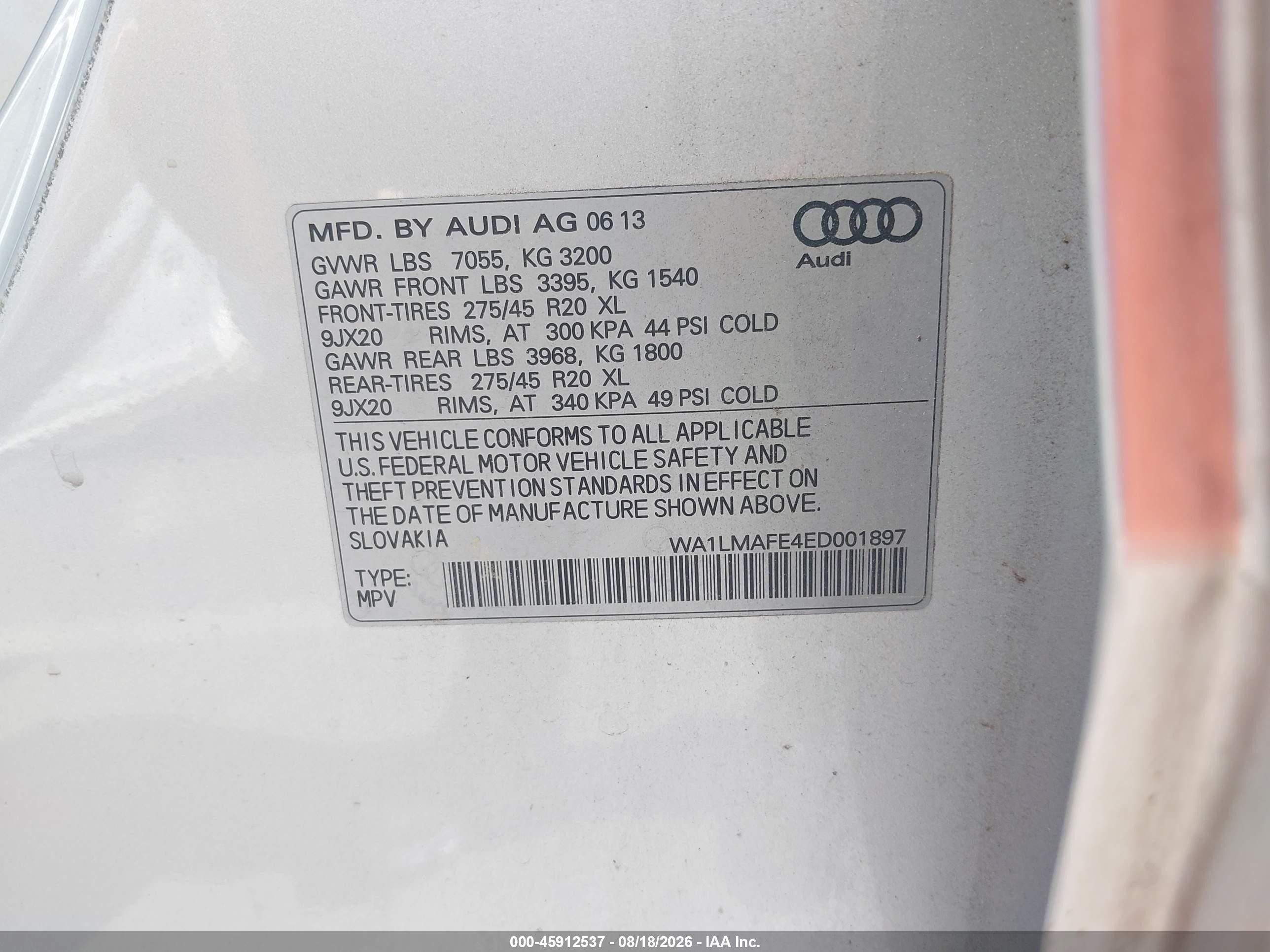 2014 Audi Q7 3.0 Tdi Premium Silver vin: WA1LMAFE4ED001897