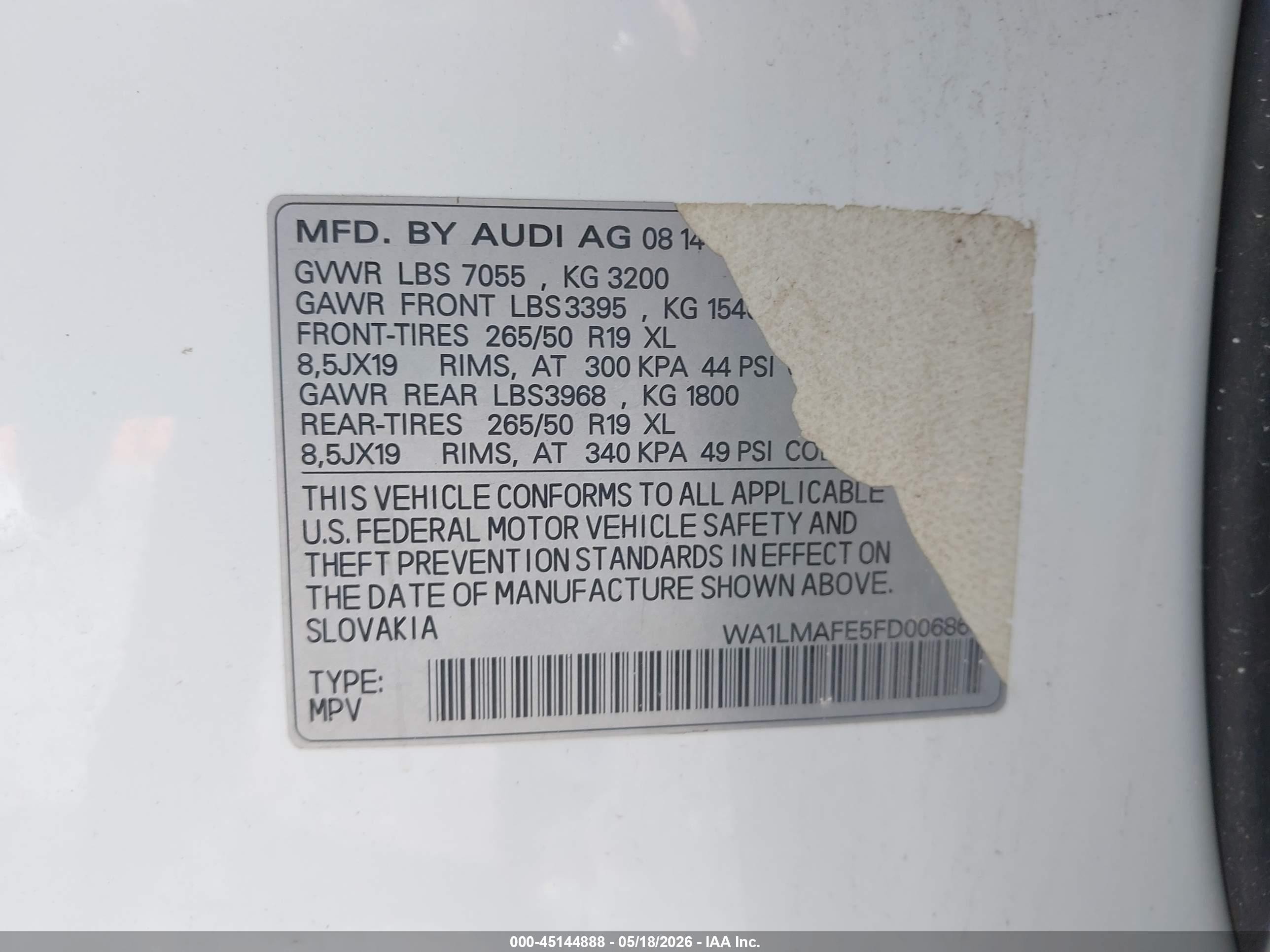 2015 Audi Q7 3.0 Tdi Premium White vin: WA1LMAFE5FD006866
