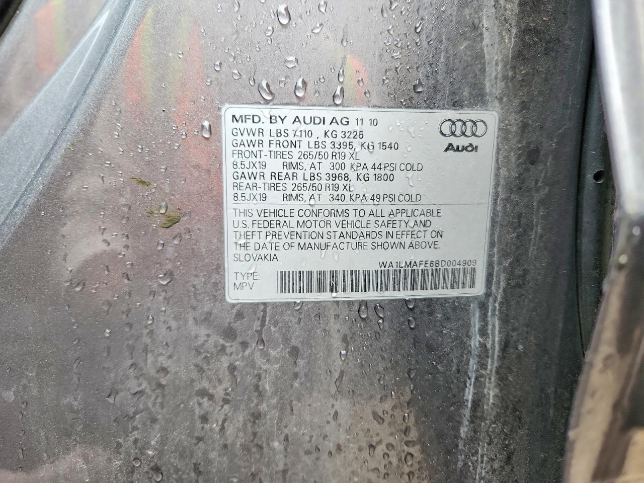 2011 Audi Q7 Premium Plus Gray vin: WA1LMAFE6BD004909
