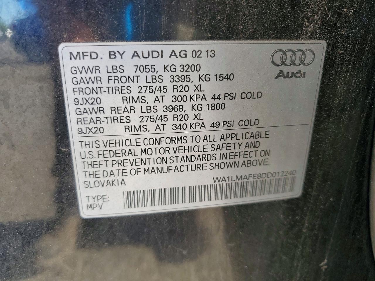 2013 Audi Q7 Premium Plus Черный vin: WA1LMAFE8DD012240