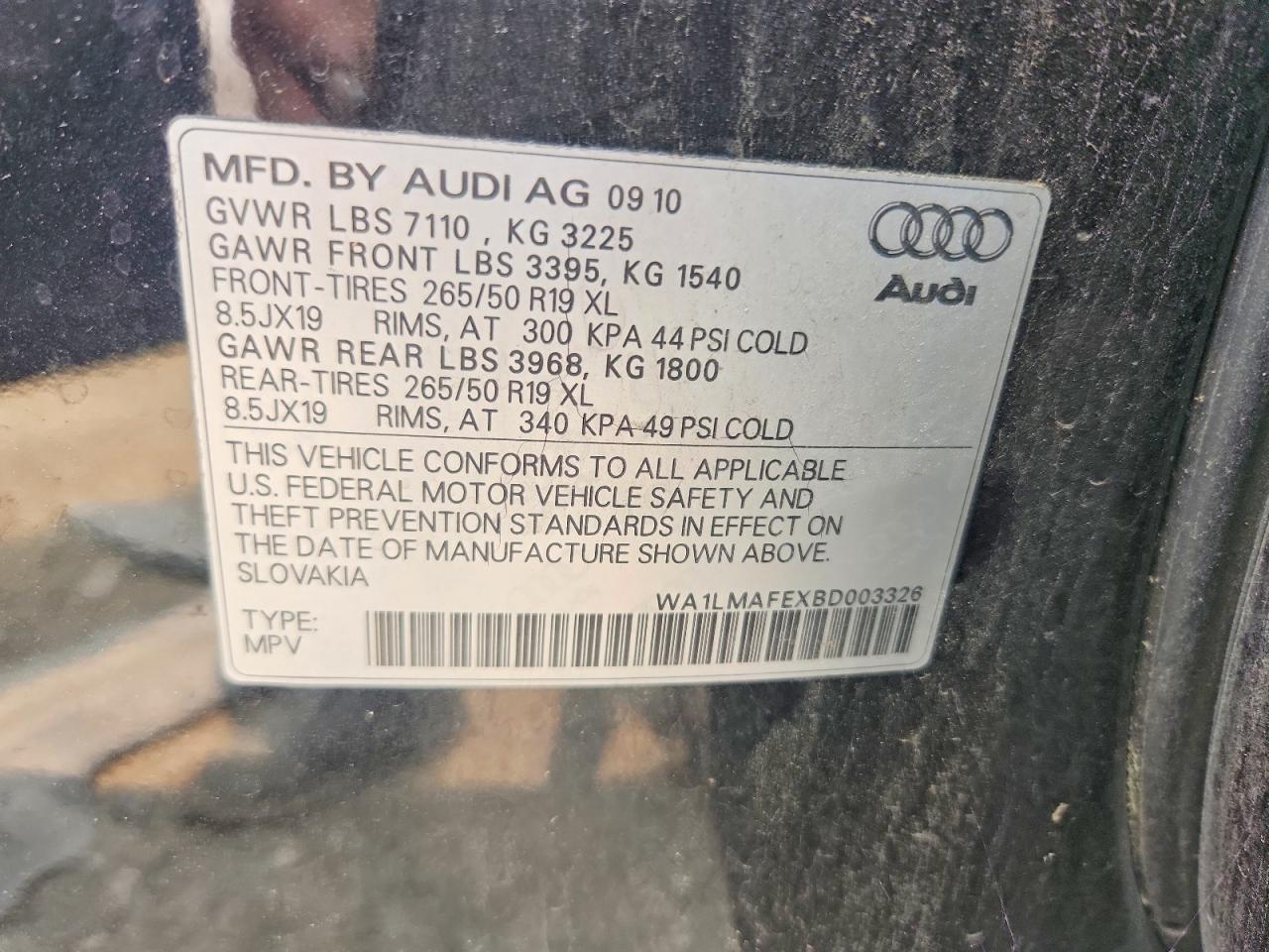 2011 Audi Q7 Premium Plus Black vin: WA1LMAFEXBD003326