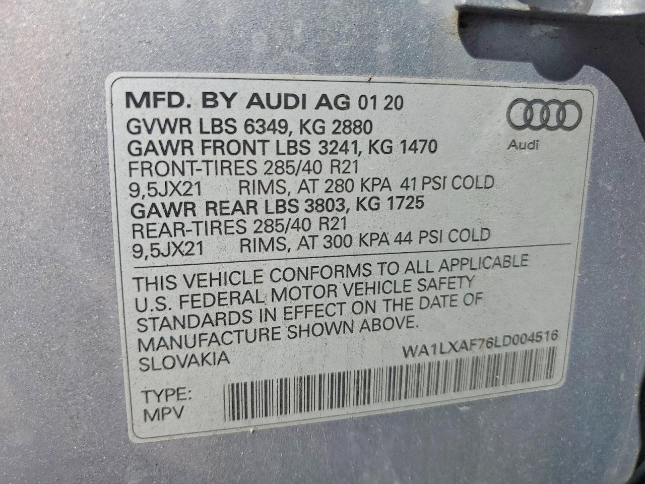 2020 Audi Q7 Premium Plus Silver vin: WA1LXAF76LD004516